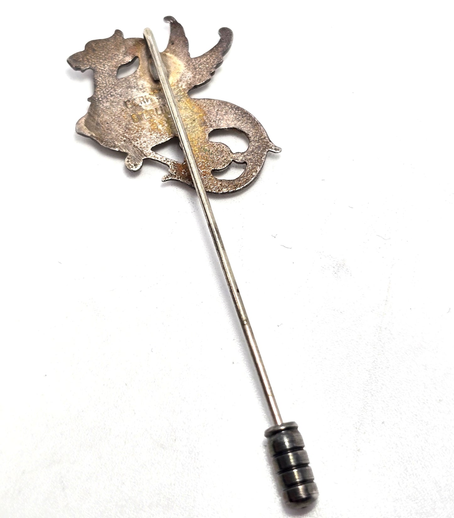 Gorham Dragon antique Victorian Gryphon sterling silver stick lapel pin brooch