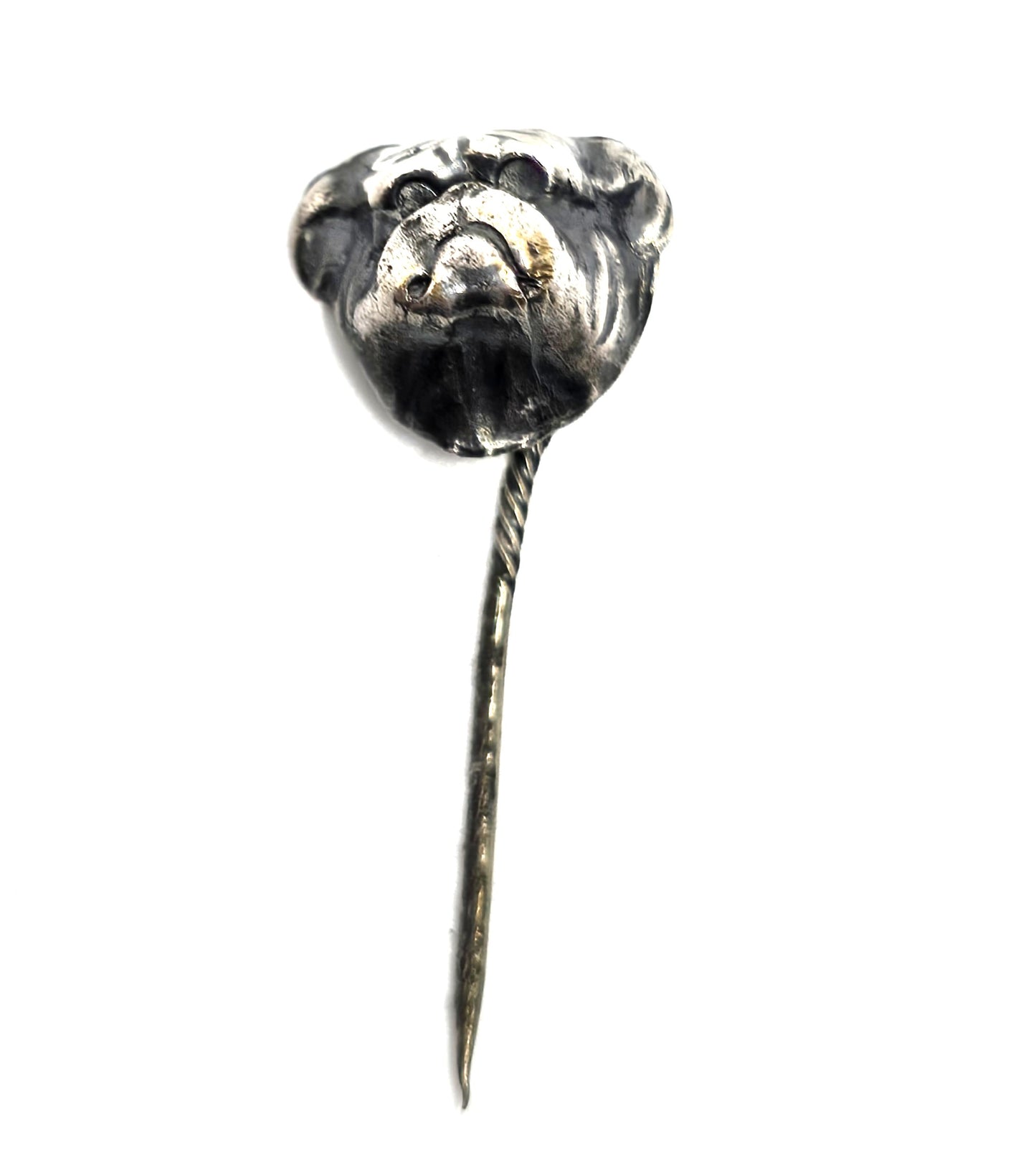 Bulldog antique Victorian 800 silver stick dog lapel pin brooch