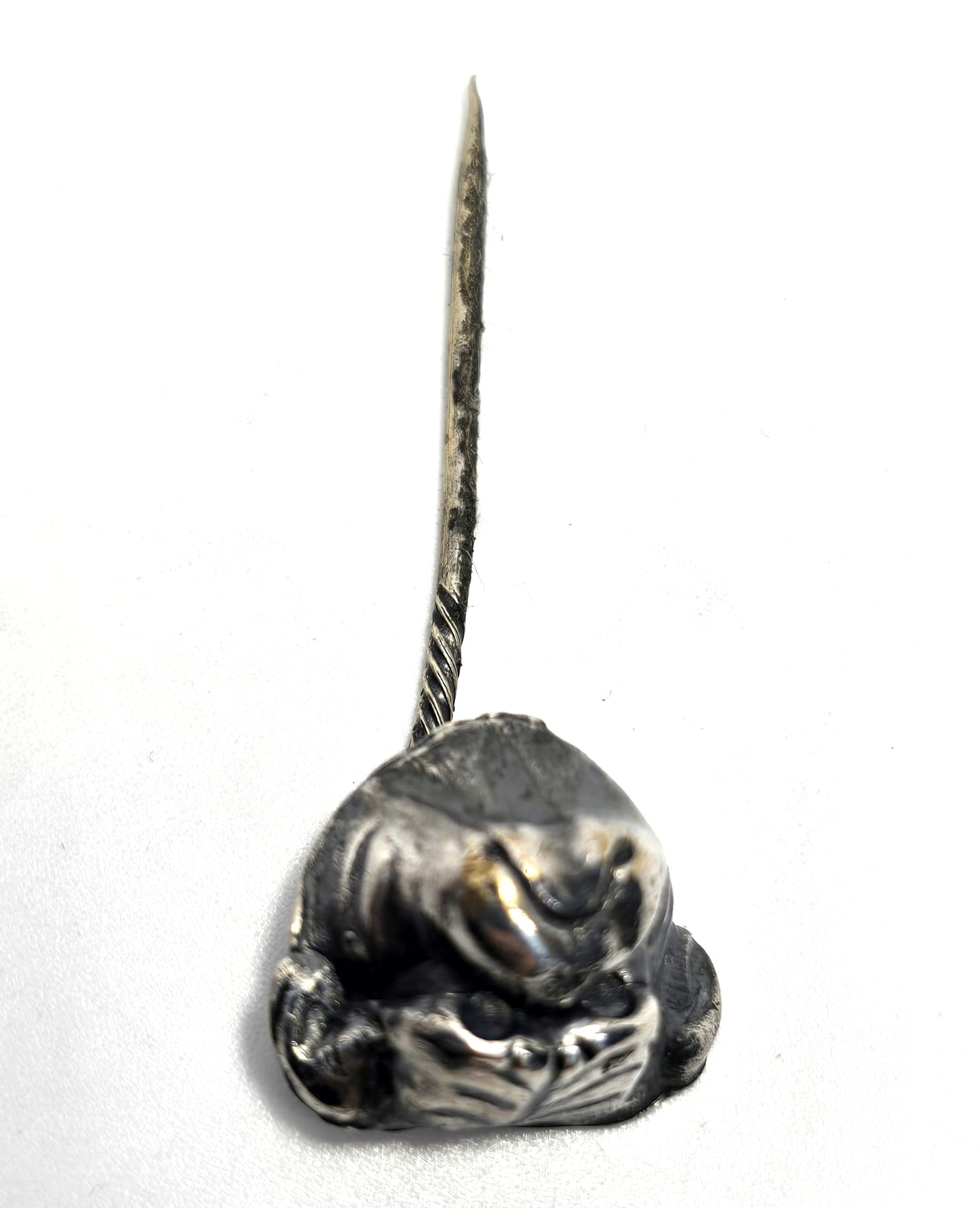 Bulldog antique Victorian 800 silver stick dog lapel pin brooch