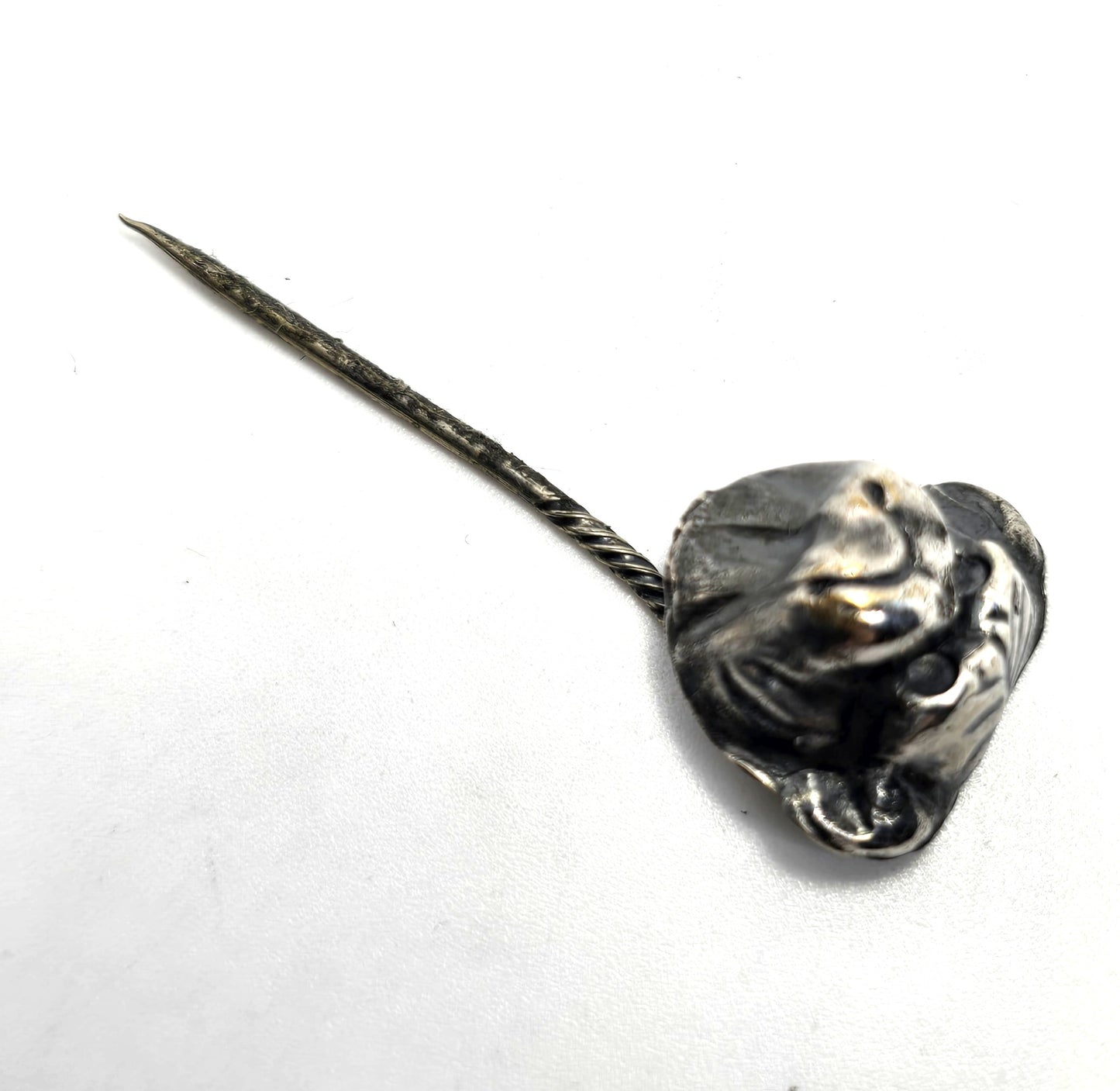 Bulldog antique Victorian 800 silver stick dog lapel pin brooch