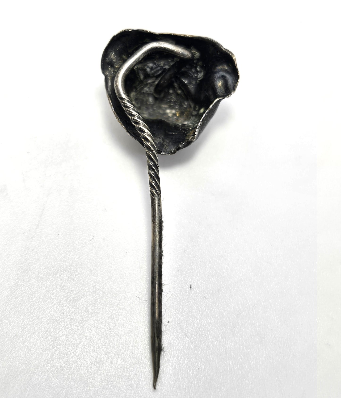 Bulldog antique Victorian 800 silver stick dog lapel pin brooch