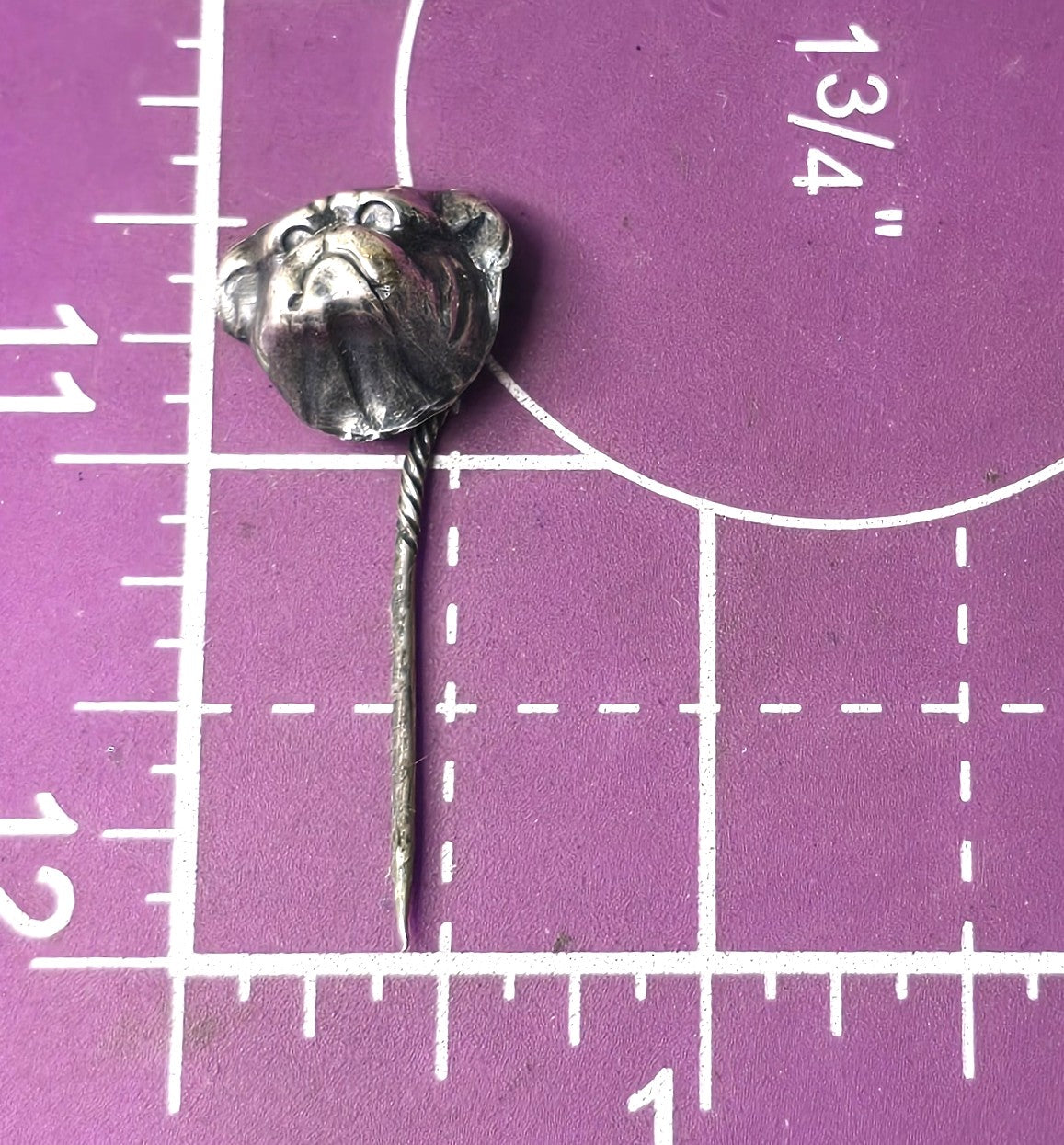 Bulldog antique Victorian 800 silver stick dog lapel pin brooch
