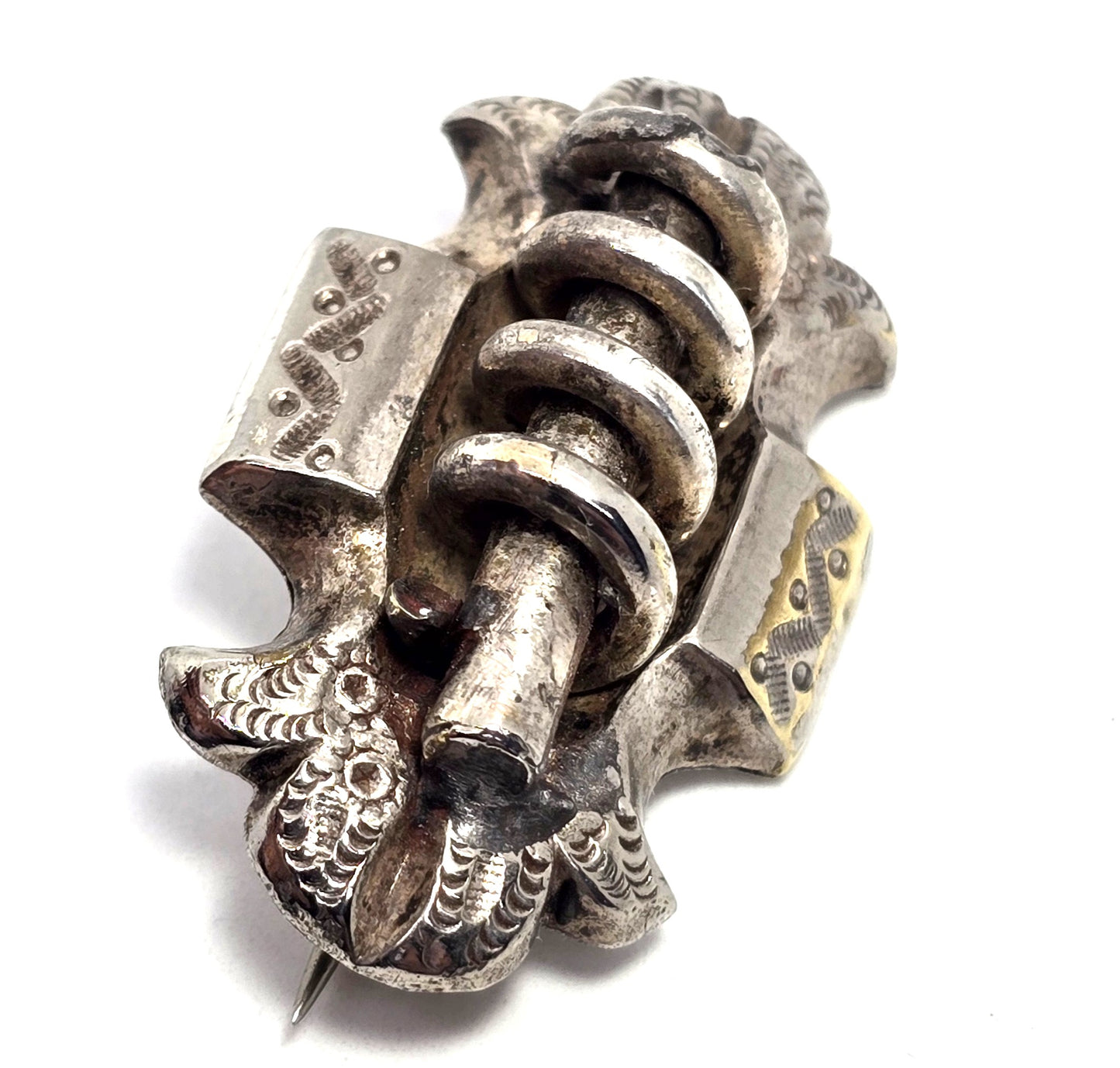 Victorian Etruscan Coiled antique gold filled vintage bar pin mourning brooch