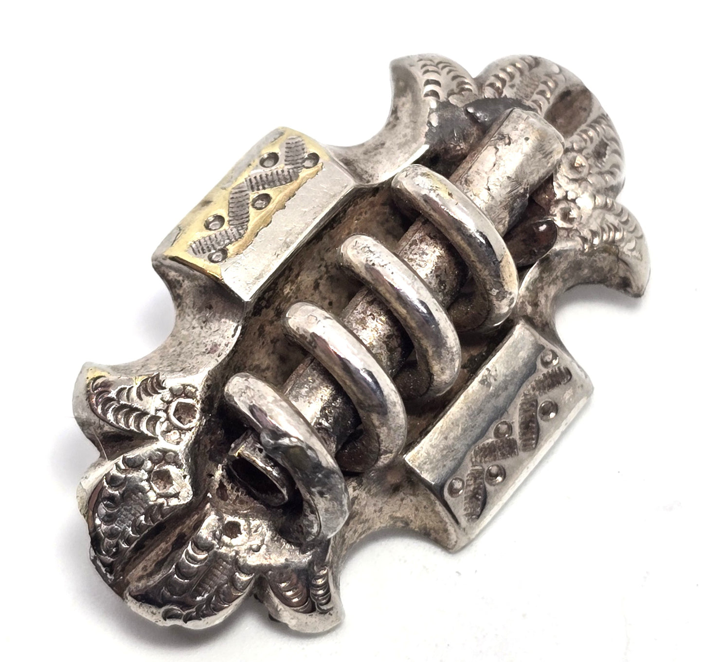 Victorian Etruscan Coiled antique gold filled vintage bar pin mourning brooch