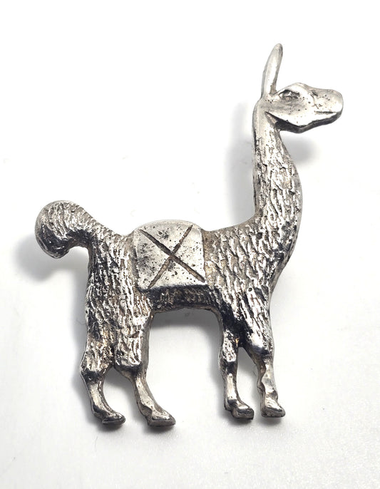 llama vintage sterling silver detailed  figural brooch
