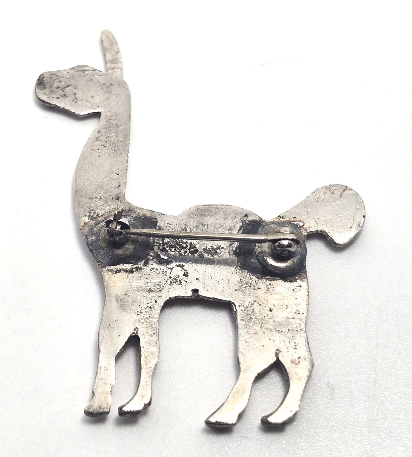 llama vintage sterling silver detailed  figural brooch