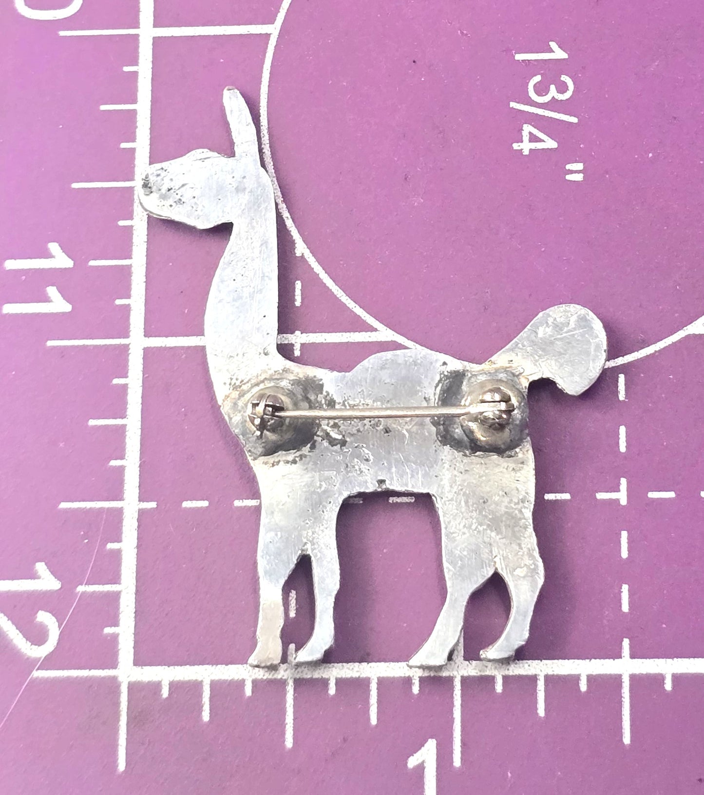 llama vintage sterling silver detailed  figural brooch