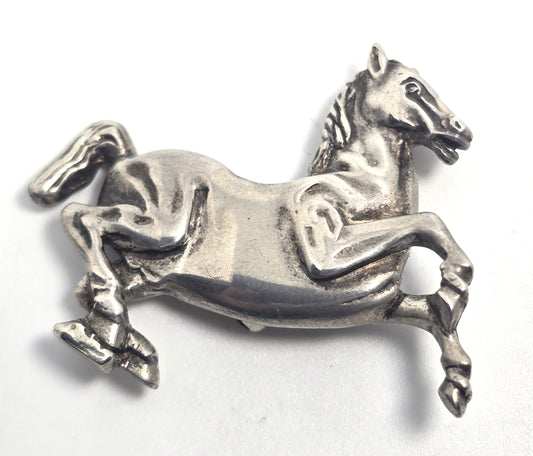 Running horse equestrian Dublin Ireland vintage 1954 solid sterling silver brooch