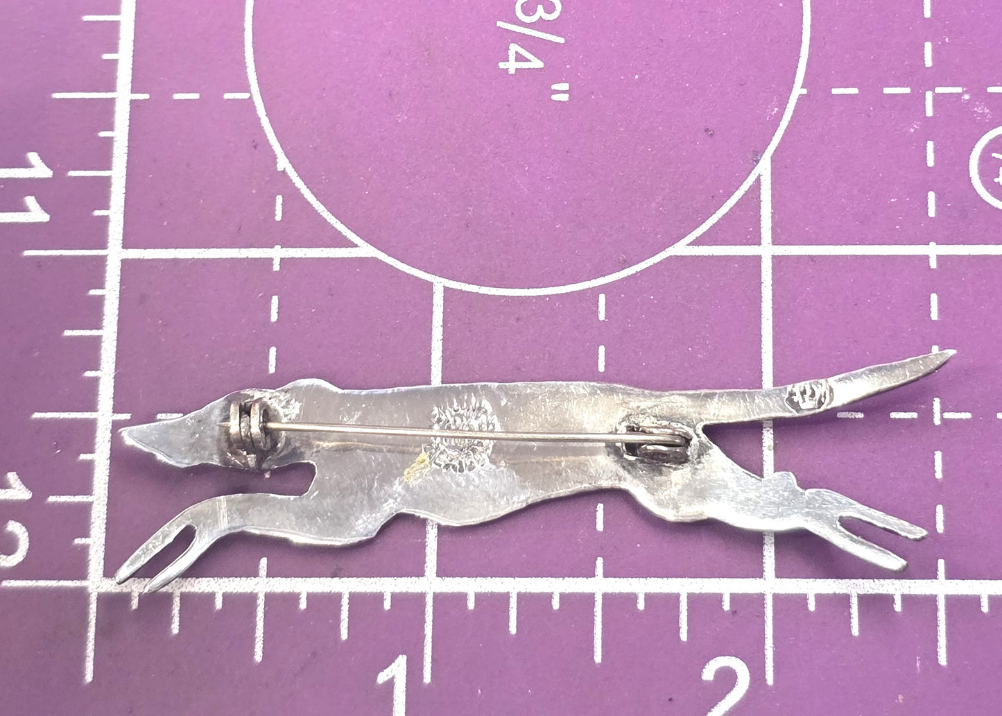 Abalone Greyhound dog Mexican running sterling silver vintage dog brooch