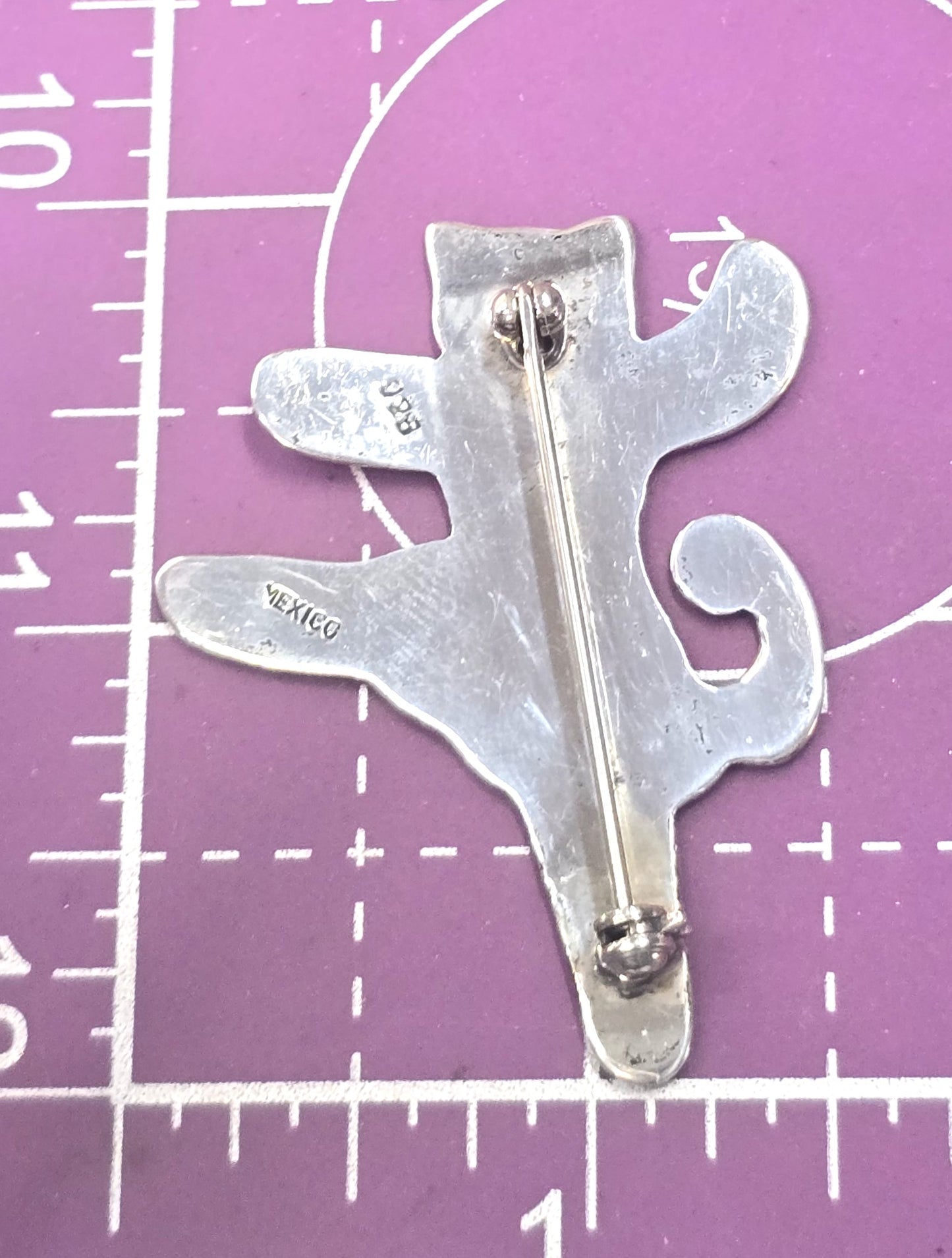 Dancing Cat Ballerina pin brooch Laurel Elliott Mexico vintage sterling silver brooch