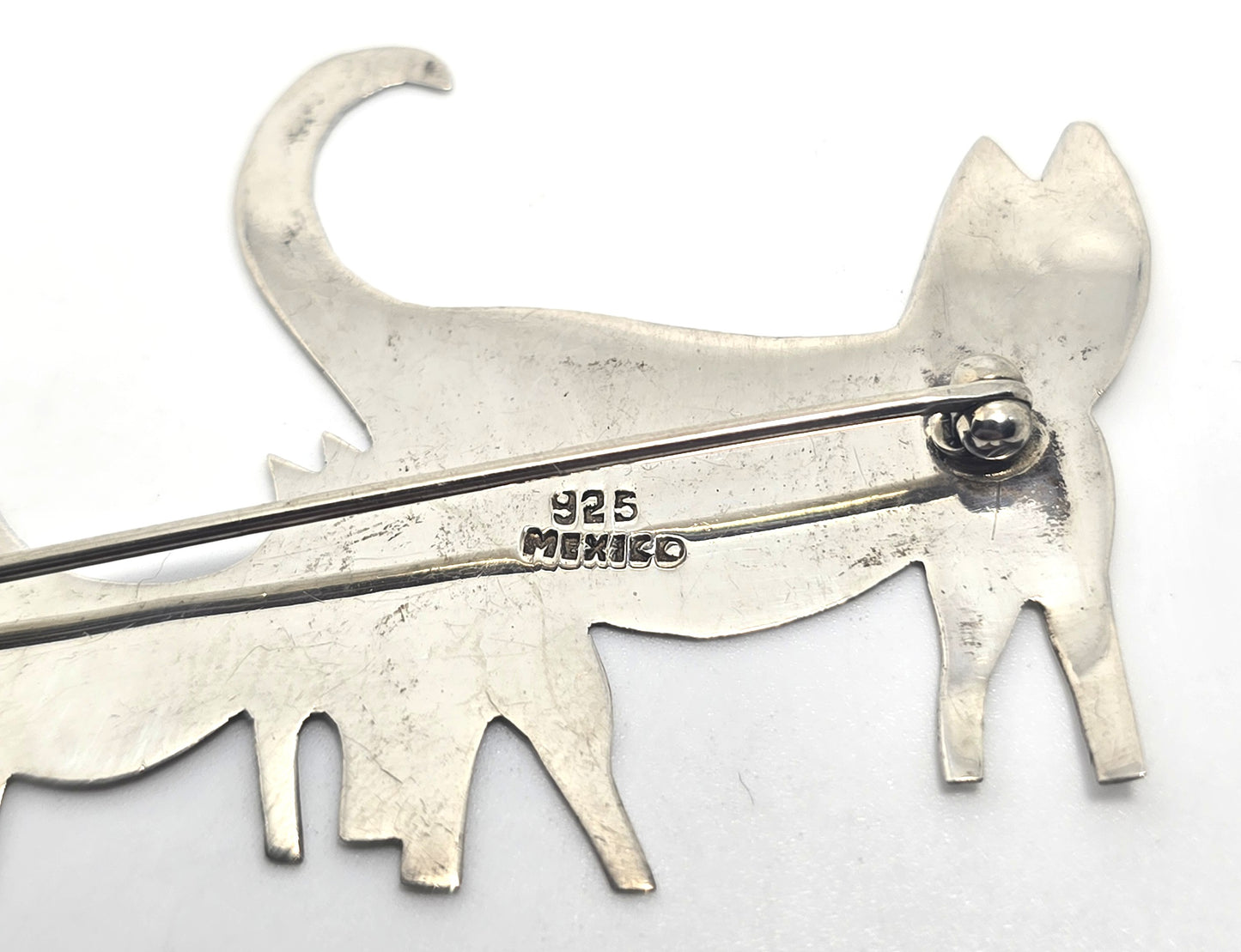 Mexican Kitty litter Triple Kitty large vintage sterling silver brooch