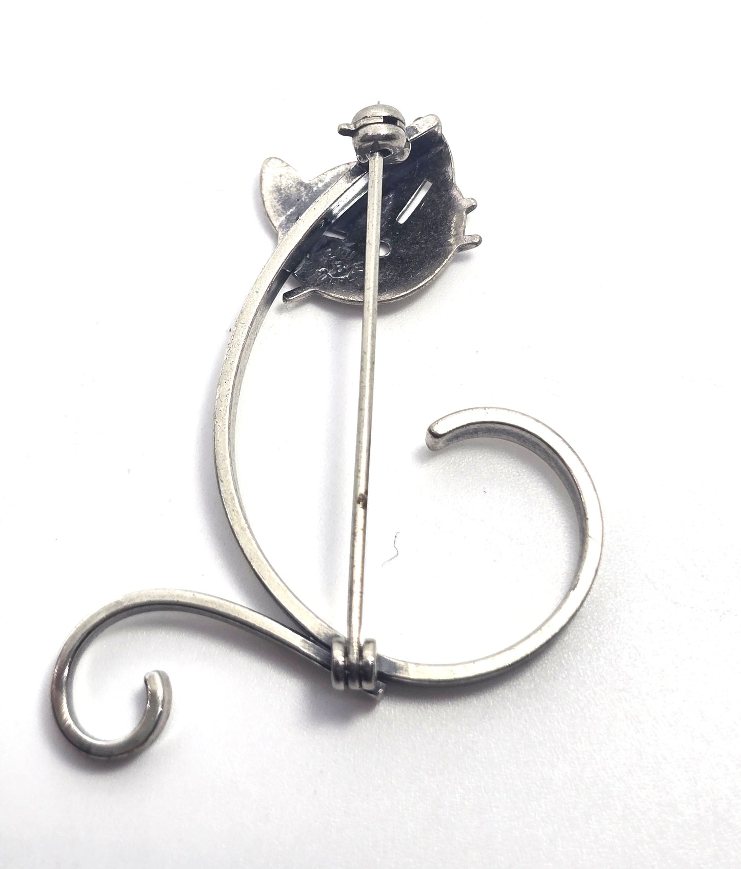 Beau Sterling modernist mid century cat vintage sterling silver  brooch
