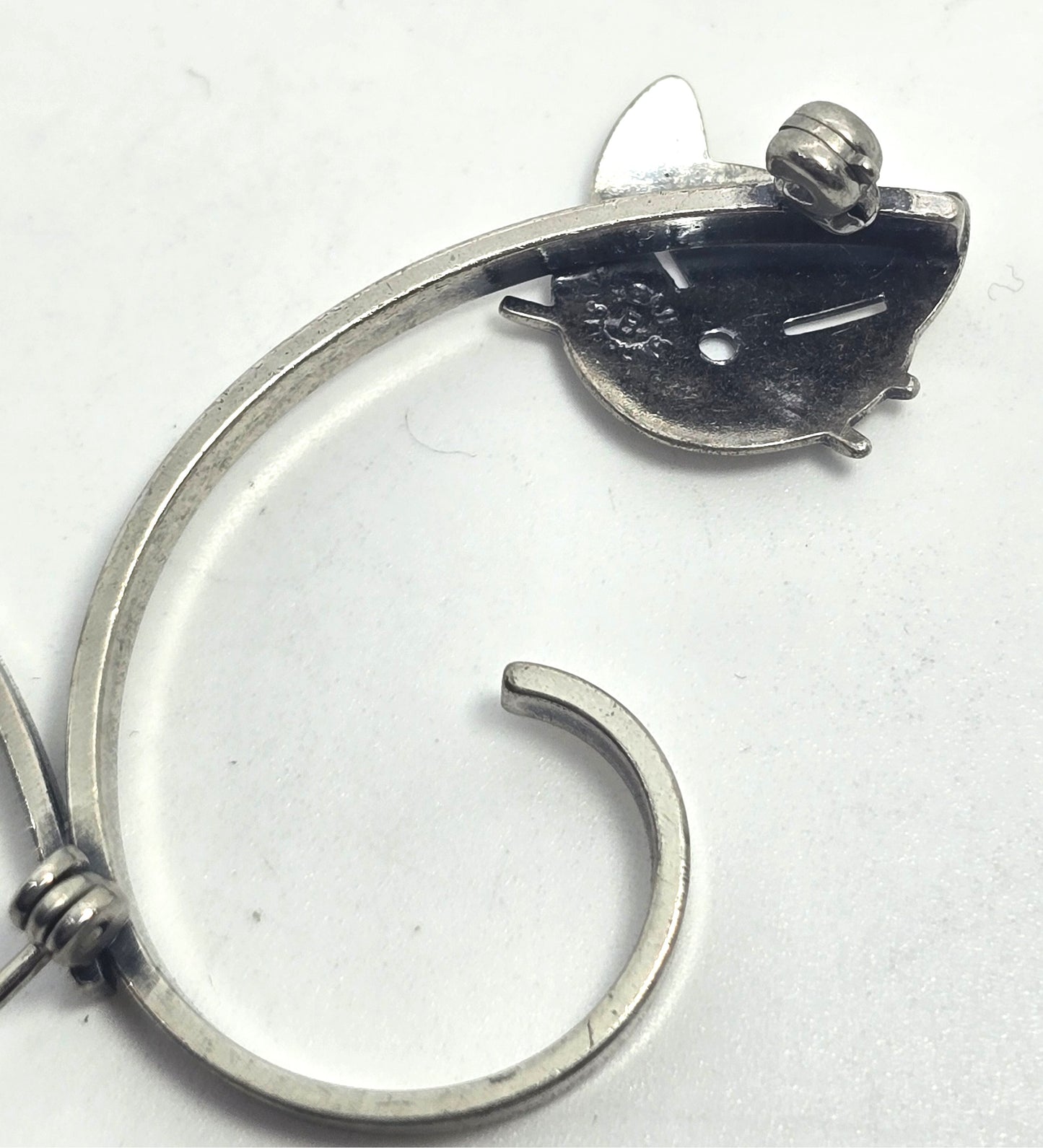Beau Sterling modernist mid century cat vintage sterling silver  brooch