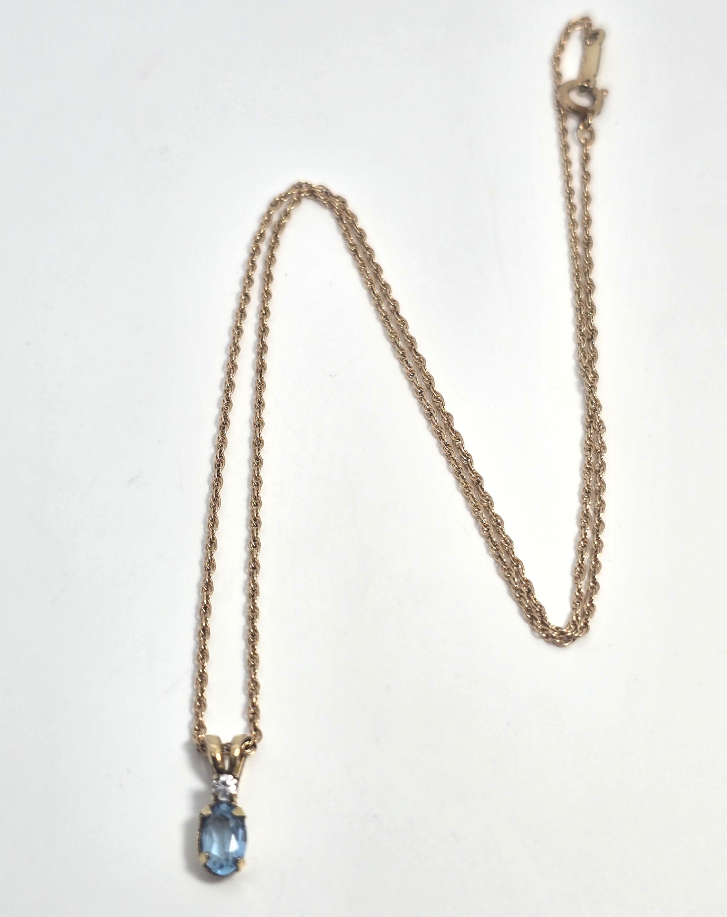 Krementz synthetic blue topaz gold filled small signed vintage necklace set