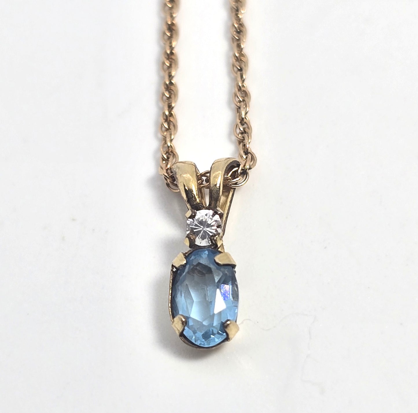 Krementz synthetic blue topaz gold filled small signed vintage necklace set