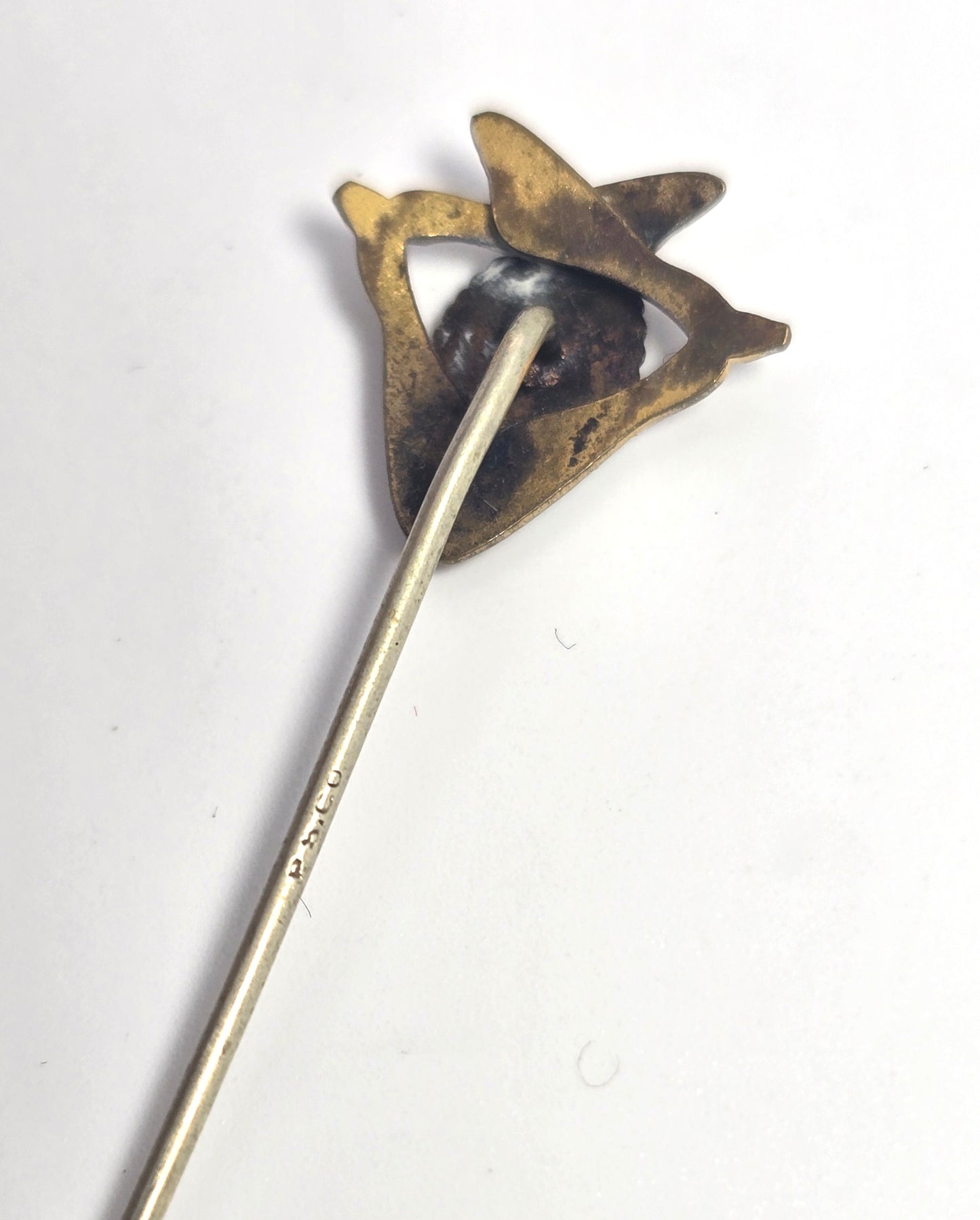 Yellow gold filled F initial signet Victorian antique lapel stick pin