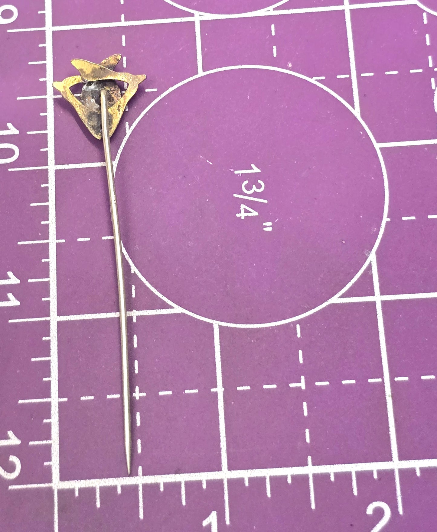 Yellow gold filled F initial signet Victorian antique lapel stick pin