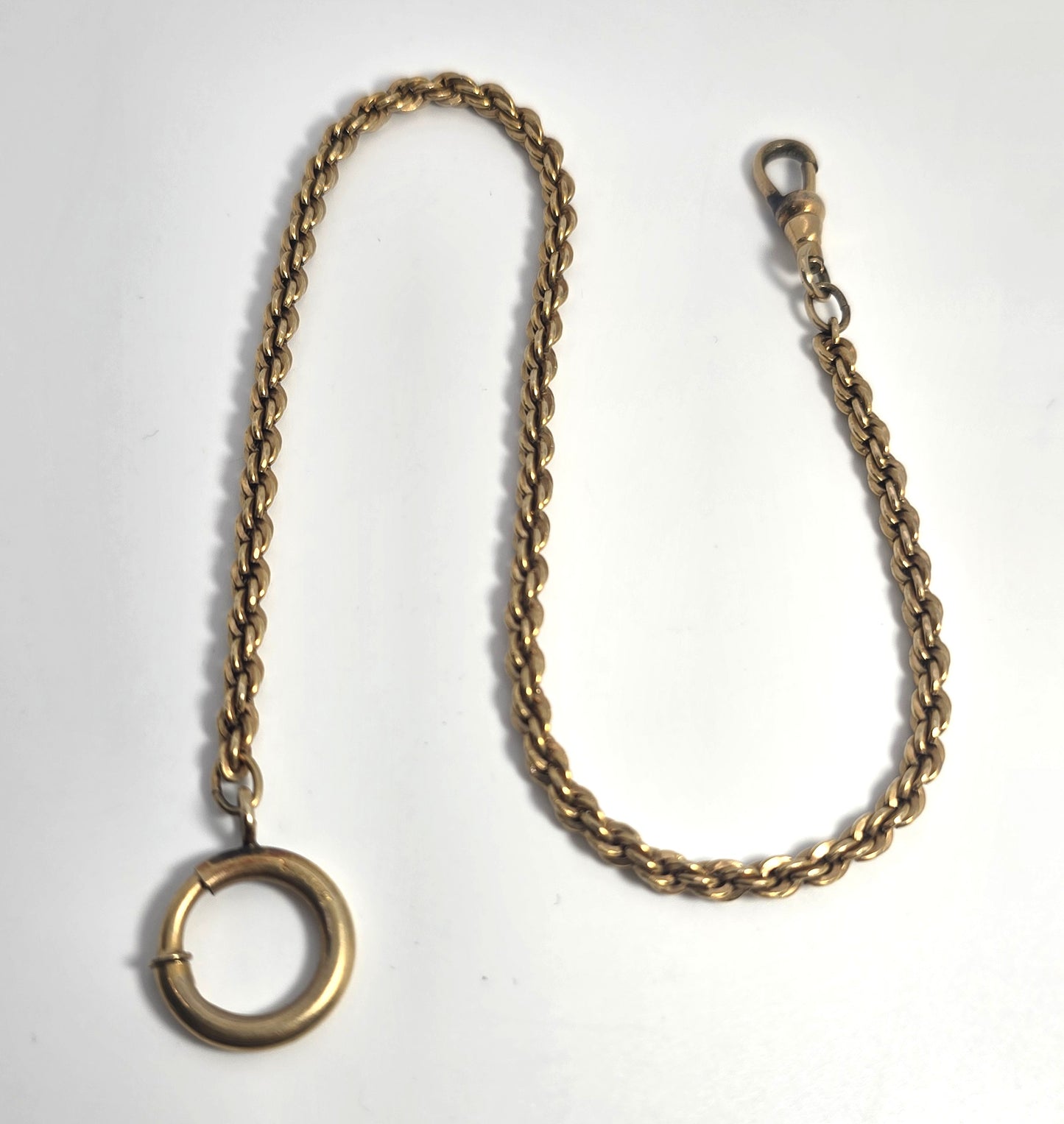 Victorian 12k GF antique yellow gold filled 12 inch long watch fob chain bracelet