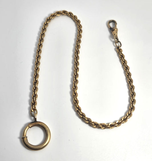 Victorian 12k GF antique yellow gold filled 12 inch long watch fob chain bracelet