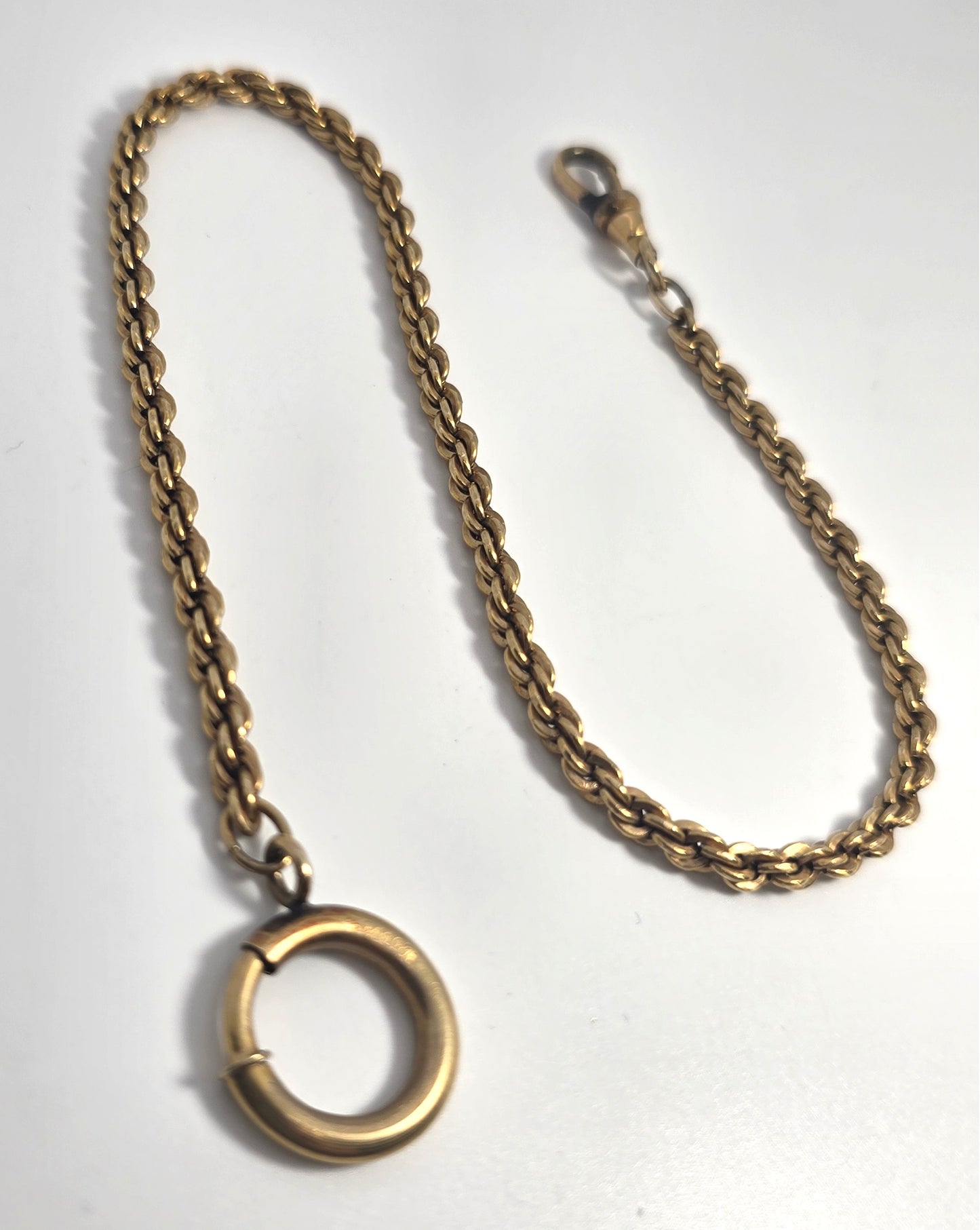 Victorian 12k GF antique yellow gold filled 12 inch long watch fob chain bracelet