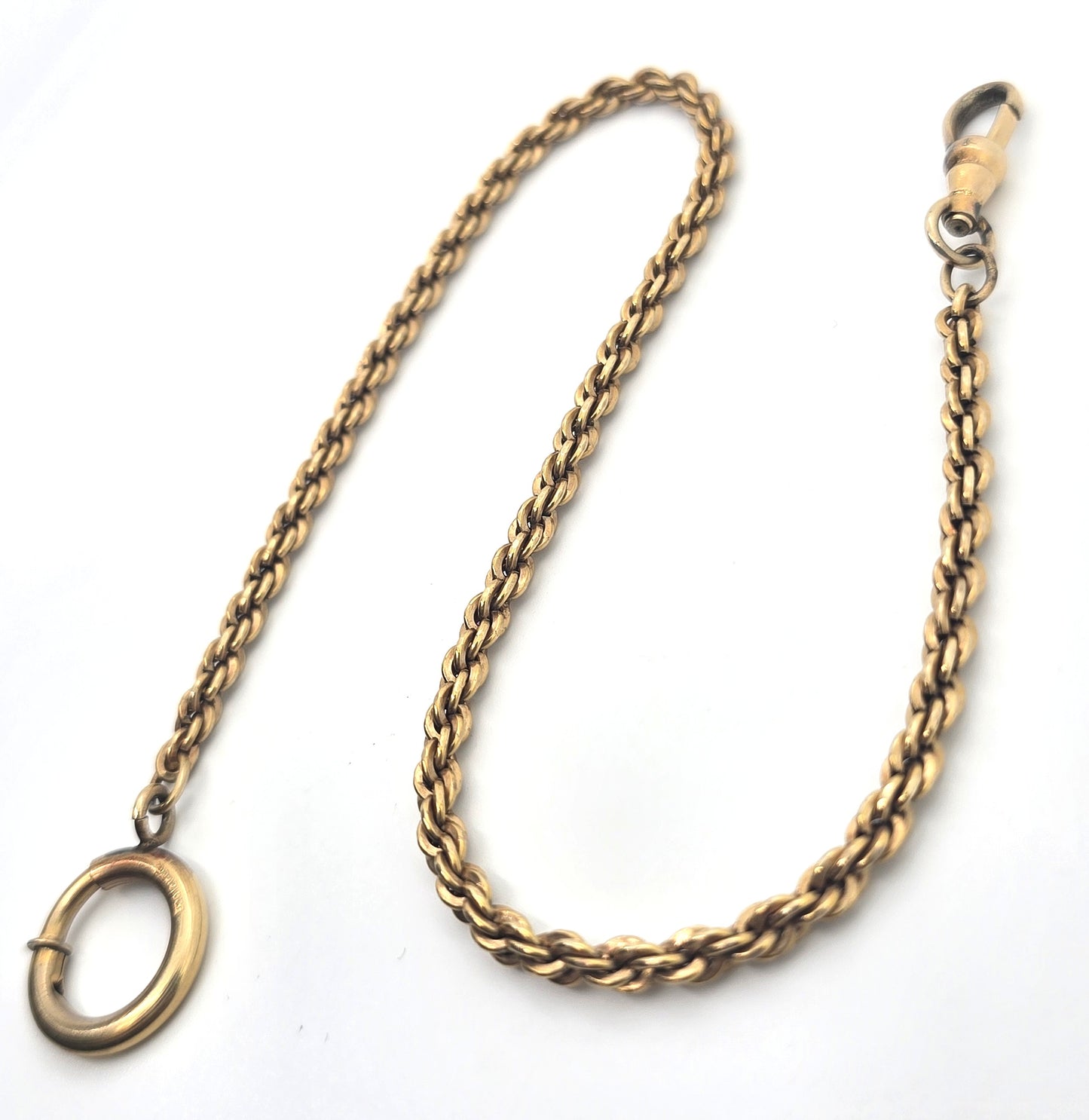 Victorian 12k GF antique yellow gold filled 12 inch long watch fob chain bracelet