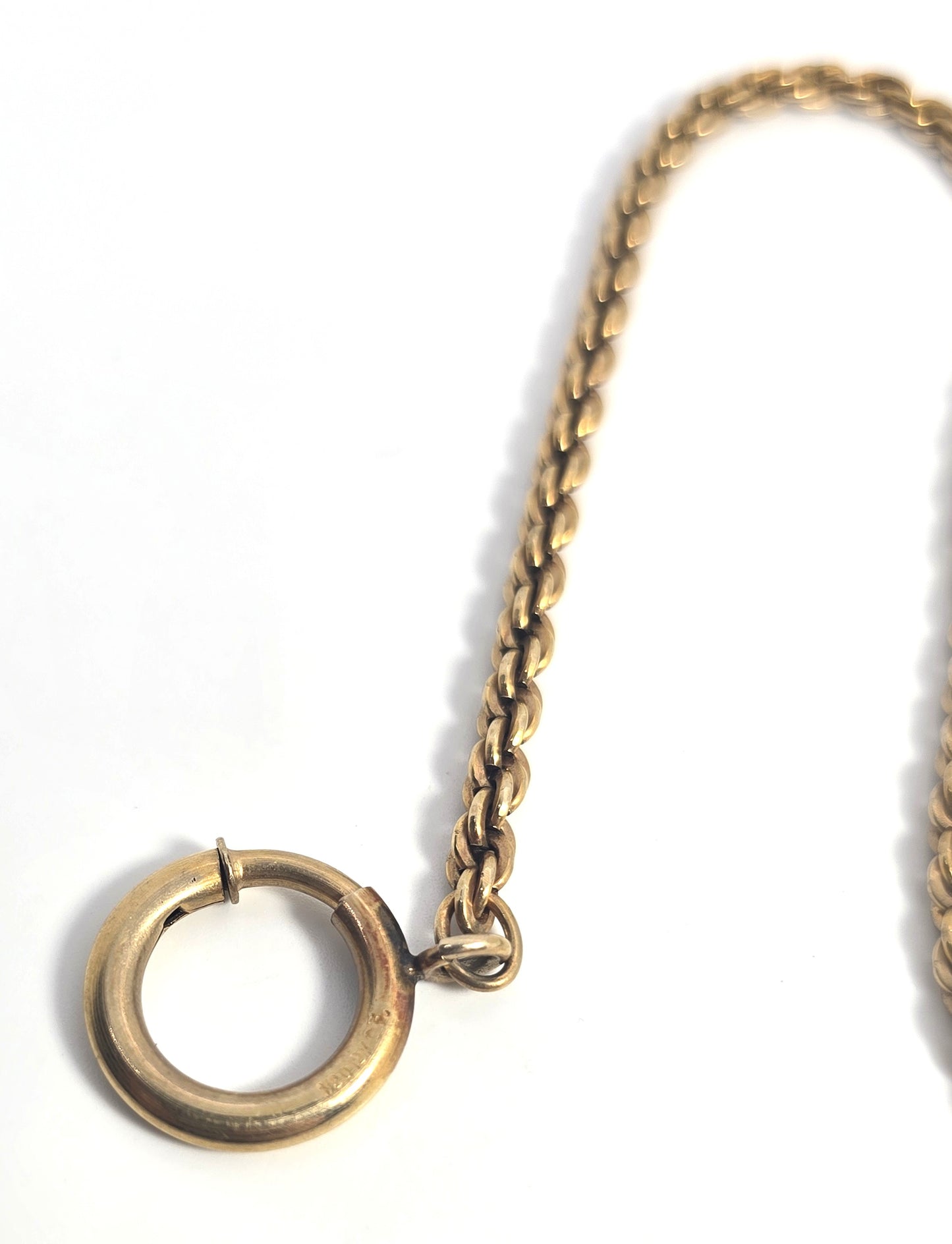 Victorian 12k GF antique yellow gold filled 12 inch long watch fob chain bracelet