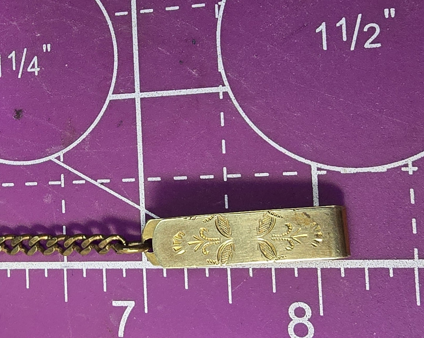 Victorian antique yellow gold filled belt watch fob chain etched flowers