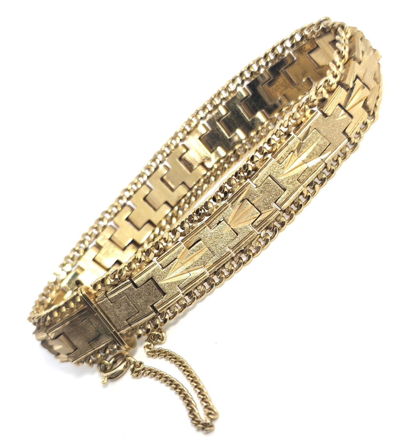Art Deco Gold plated articulated  vintage Flat Cuff Vintage Men's Bracelet