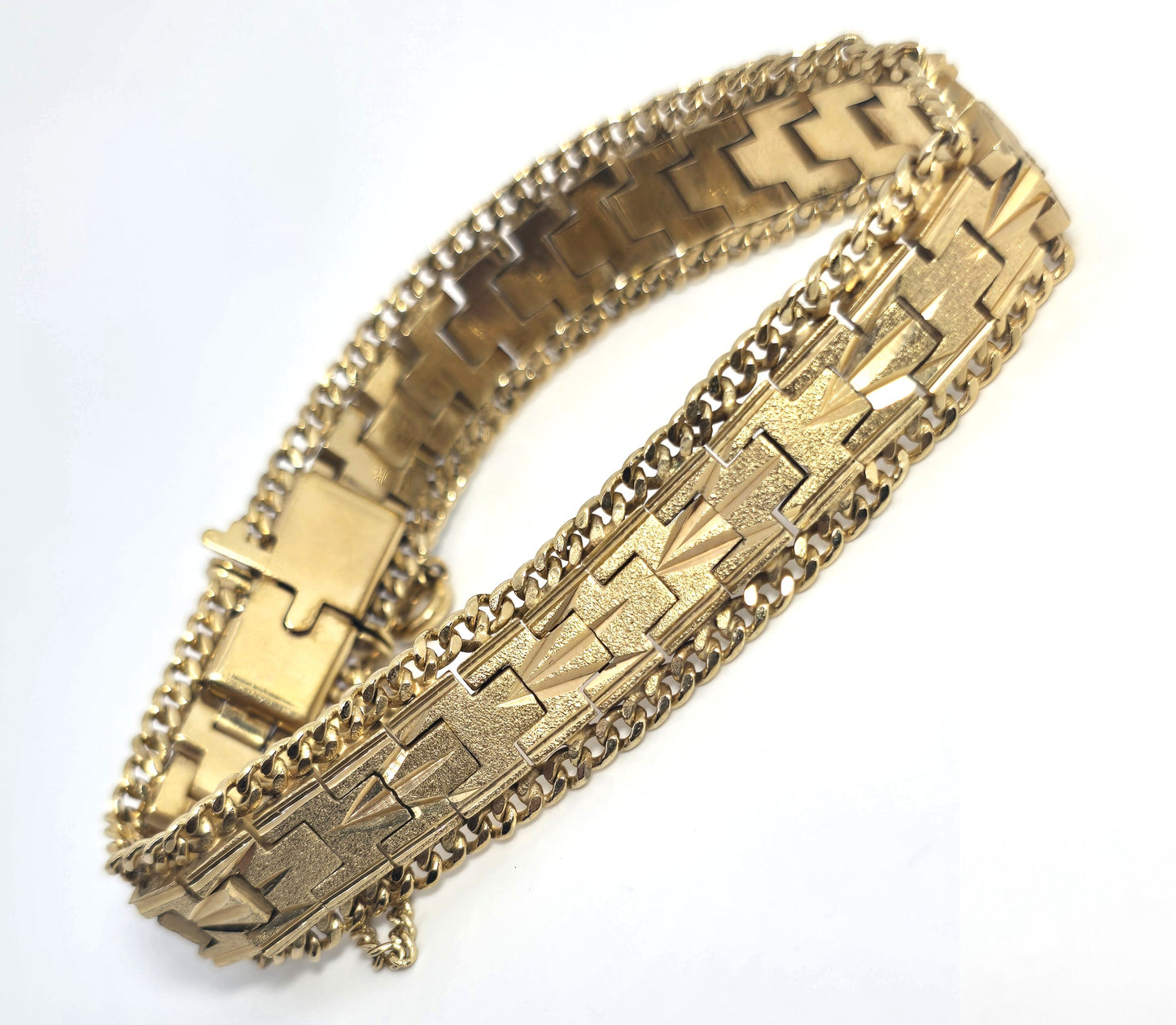 Art Deco Gold plated articulated  vintage Flat Cuff Vintage Men's Bracelet