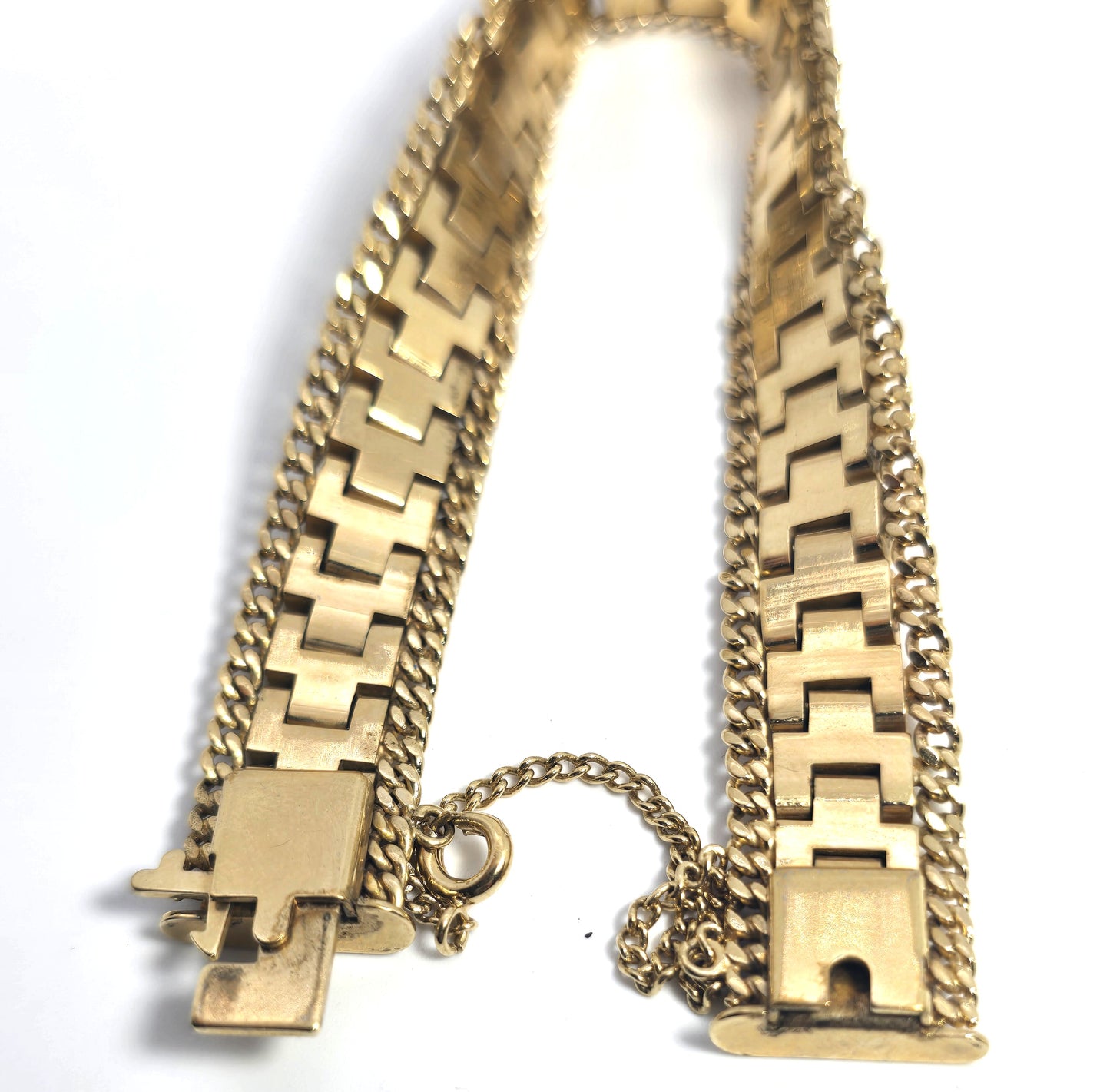 Art Deco Gold plated articulated  vintage Flat Cuff Vintage Men's Bracelet