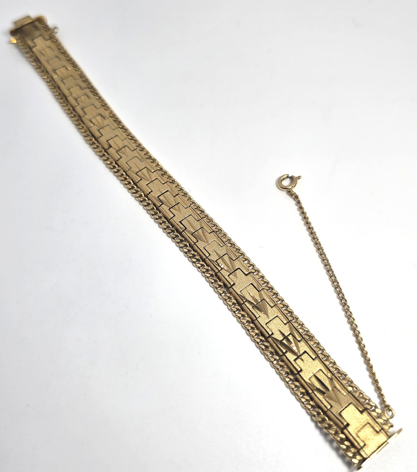 Art Deco Gold plated articulated  vintage Flat Cuff Vintage Men's Bracelet