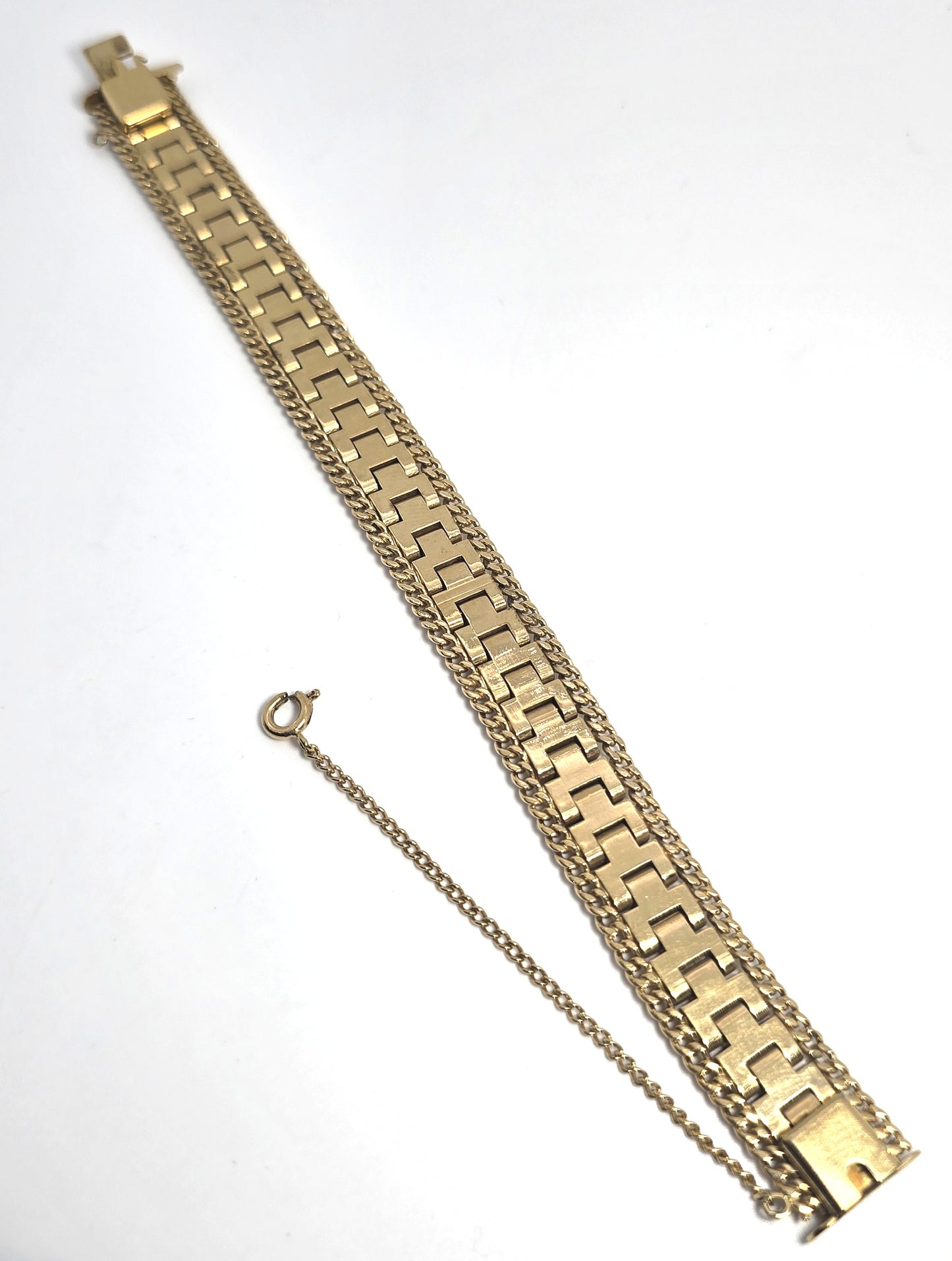 Art Deco Gold plated articulated  vintage Flat Cuff Vintage Men's Bracelet
