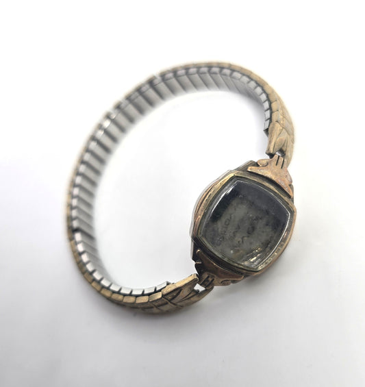 Bulovia 10k rolled gold plate watch case with spiedel expanding band NO WATCH