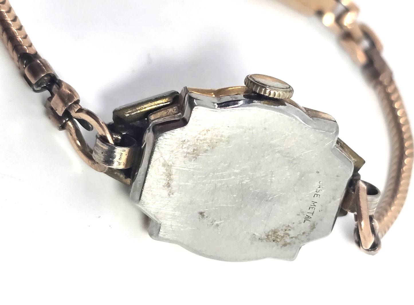 Art Deco Clinton yellow gold filled wind up 17 jewel watch missing crystal face