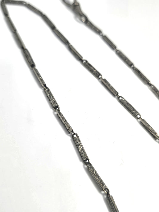 Simmons Art Deco antique silver plated embossed bar link 15" watch fob chain