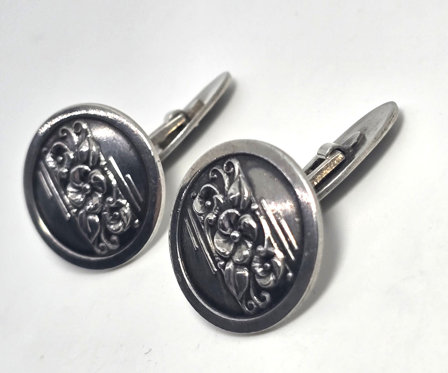 John Axel Prip vintage Modernist Denmark sterling silver 830S cufflinks