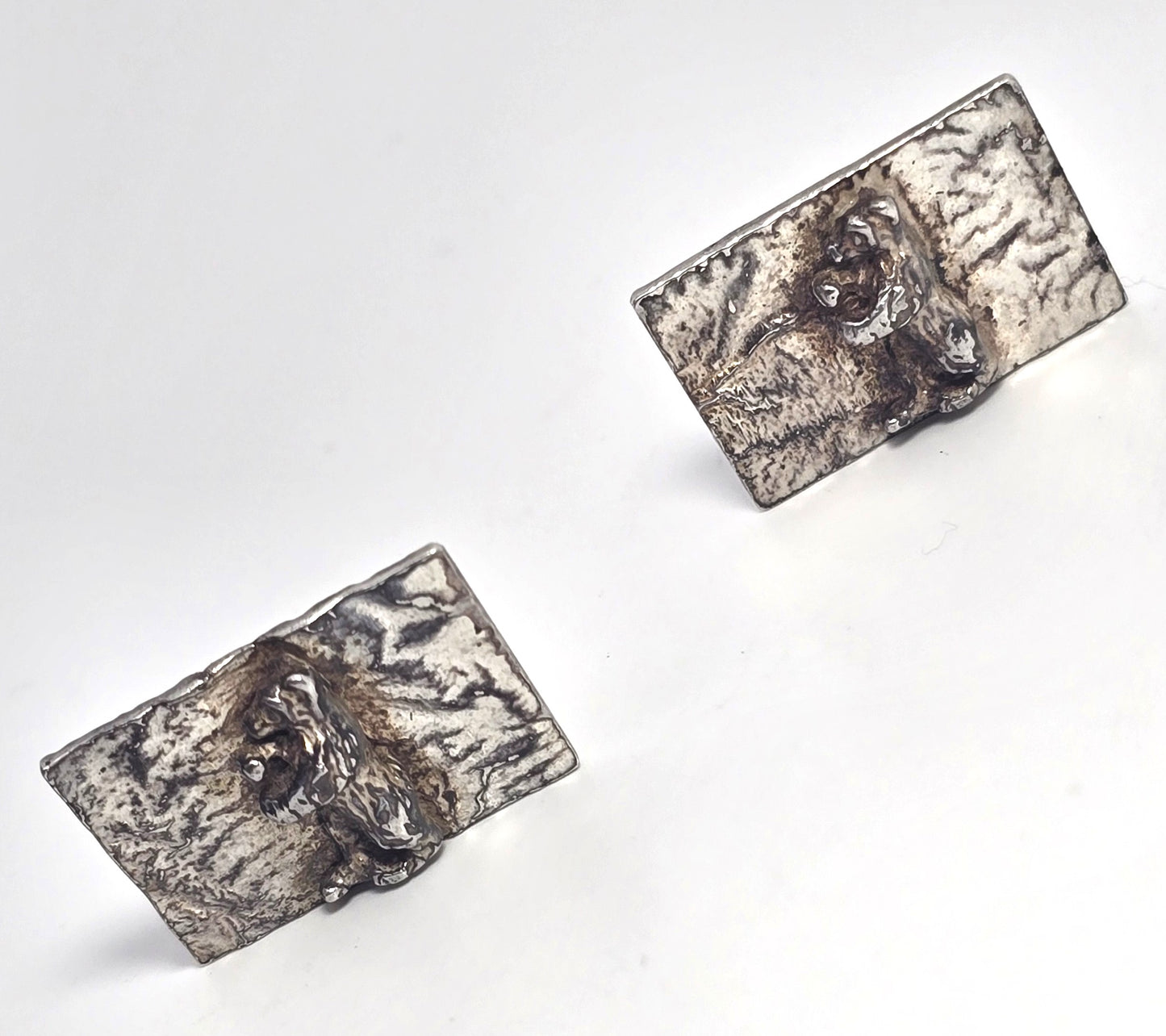 N&C bear in the wood equestrian hunting sterling silver cufflinks