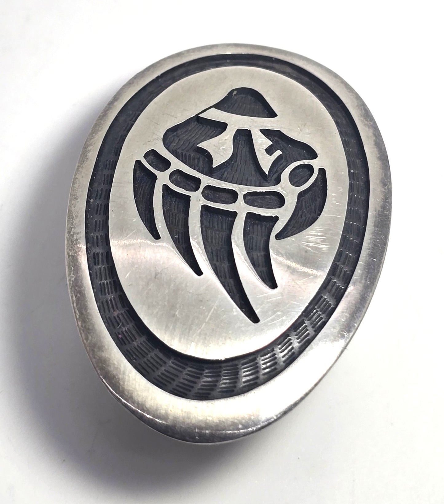 Hyson Stephen Naseyoma Hopi Sterling silver vintage NA bear claw belt buckle