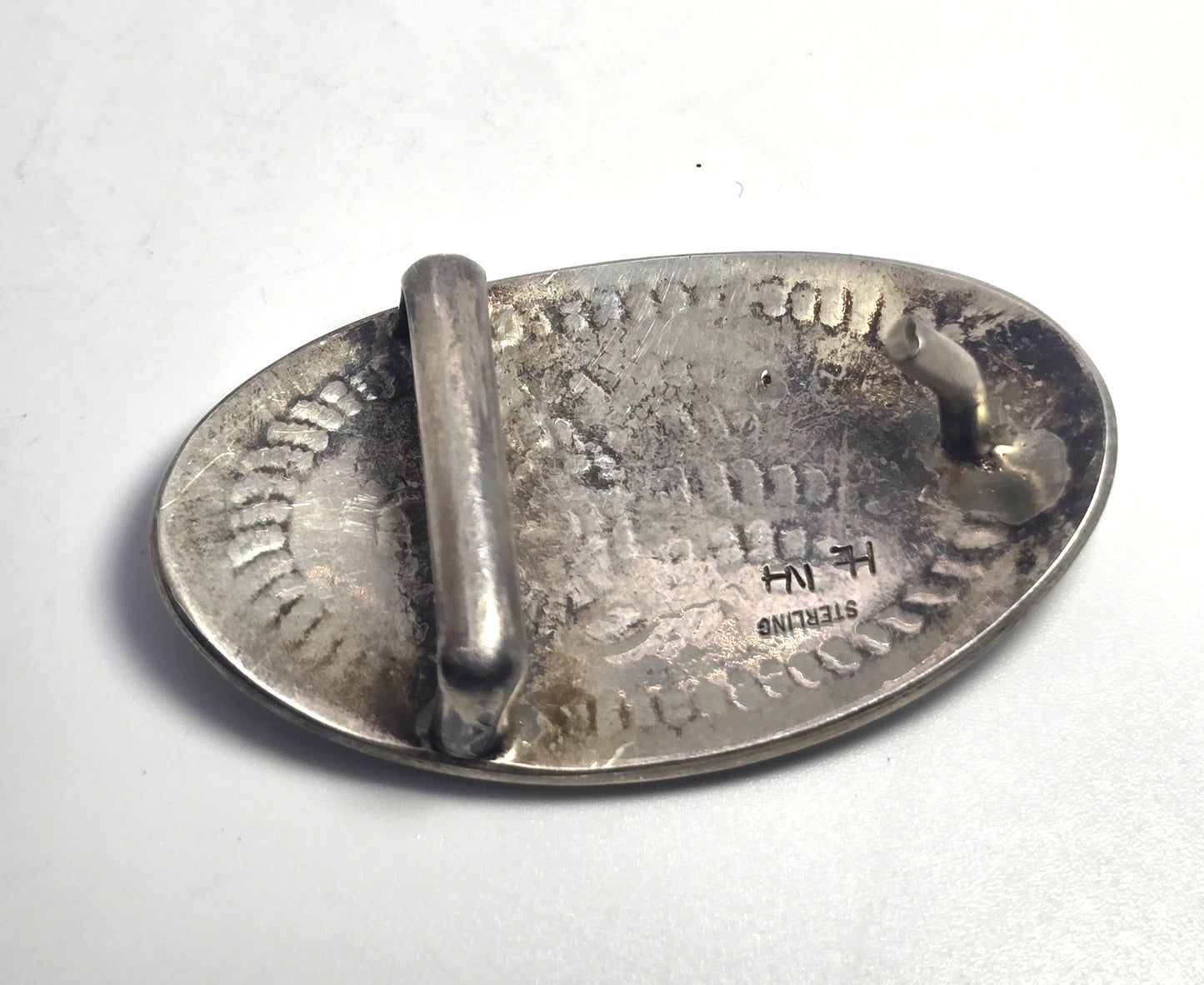 Hyson Stephen Naseyoma Hopi Sterling silver vintage NA bear claw belt buckle