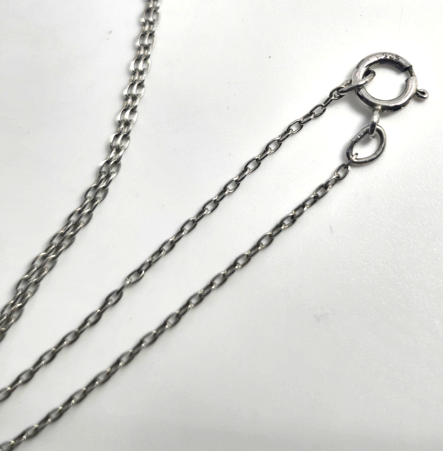Camphor glass rhodium plated filigree vintage pendant necklace