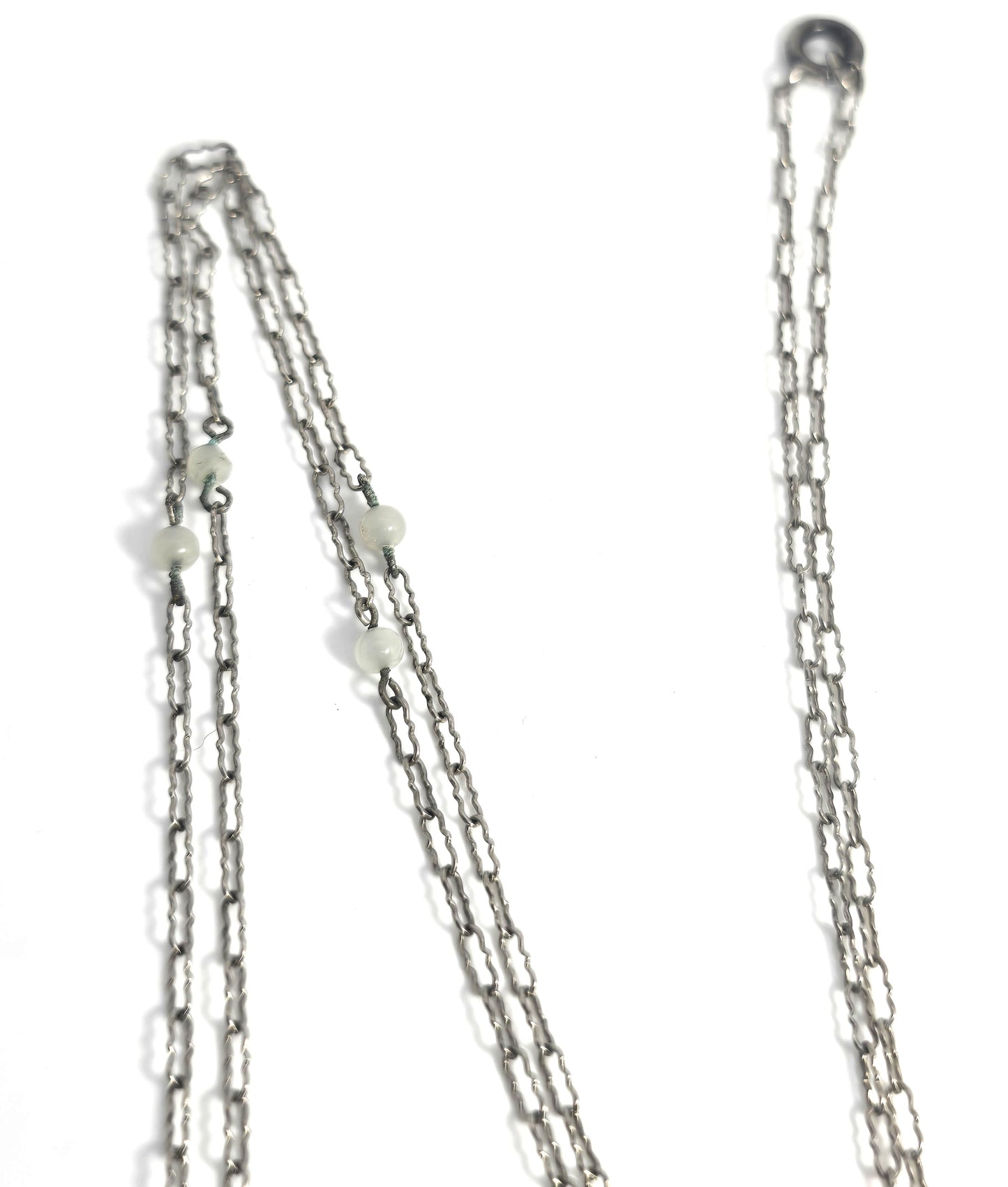 Art Deco Blue topaz filigree antique sterling silver filigree pendant on paperclip chain