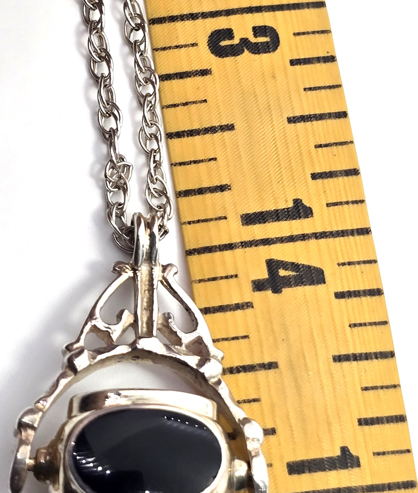 Spinner Fob multi gemstone vintage sterling silver spinner necklace