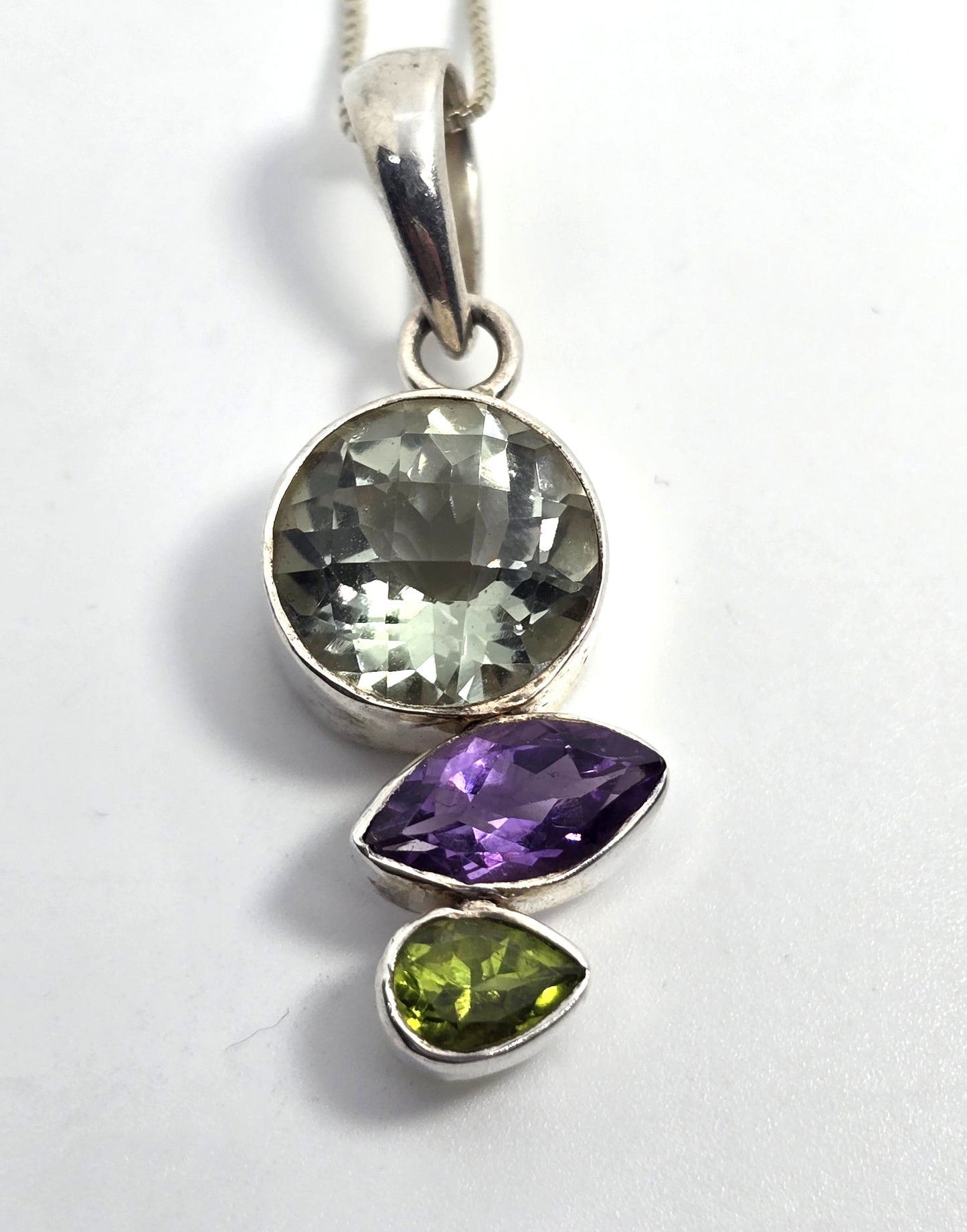 Sajen Prasiolite Green Amethyst Peridot sterling silver gemstone pendant necklace