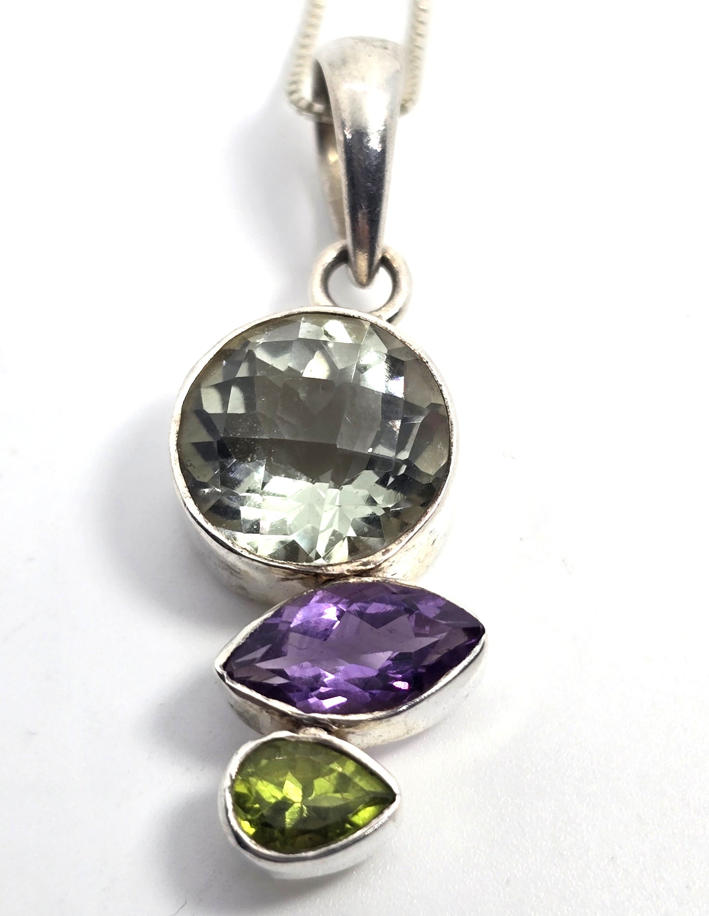 Sajen Prasiolite Green Amethyst Peridot sterling silver gemstone pendant necklace