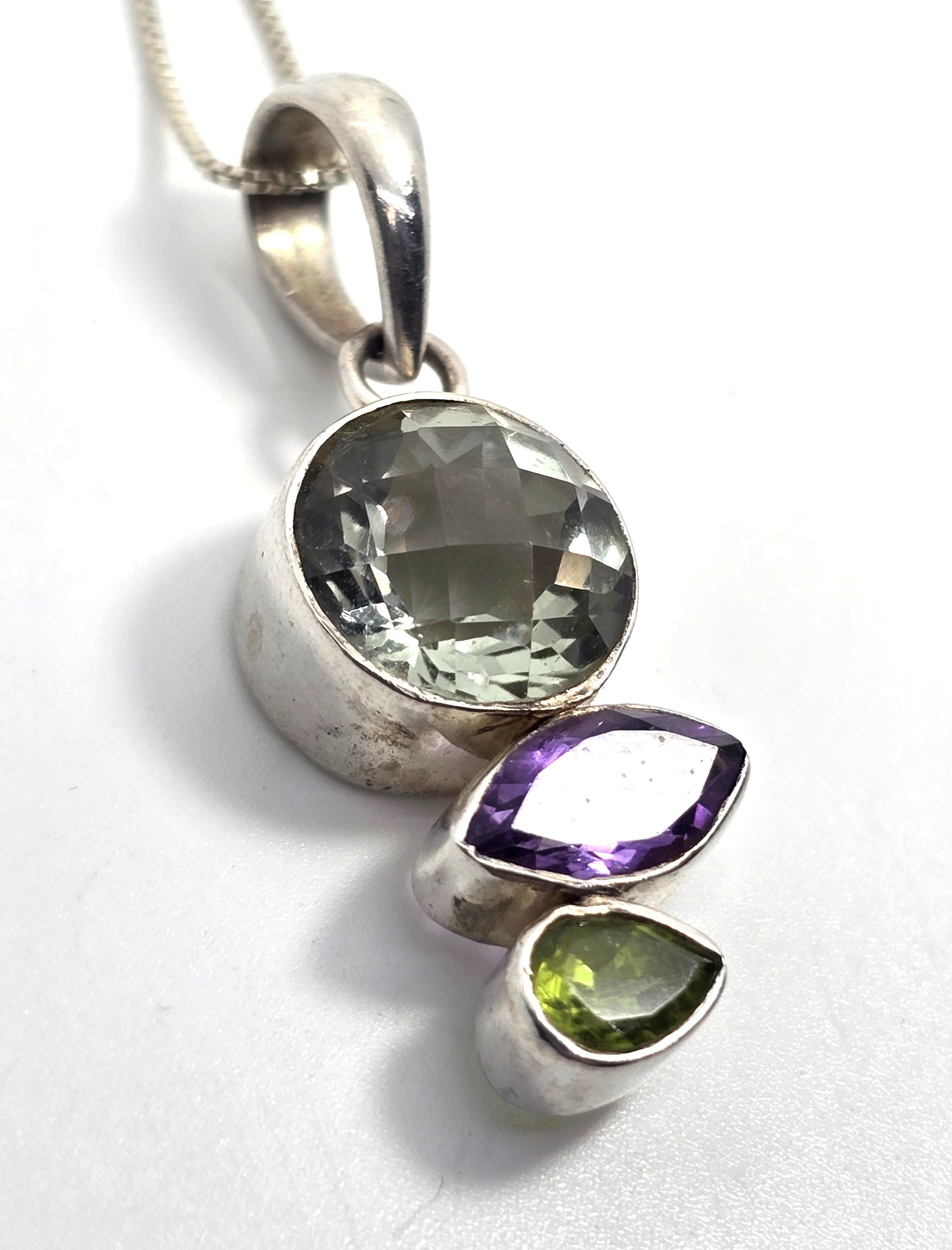 Sajen Prasiolite Green Amethyst Peridot sterling silver gemstone pendant necklace