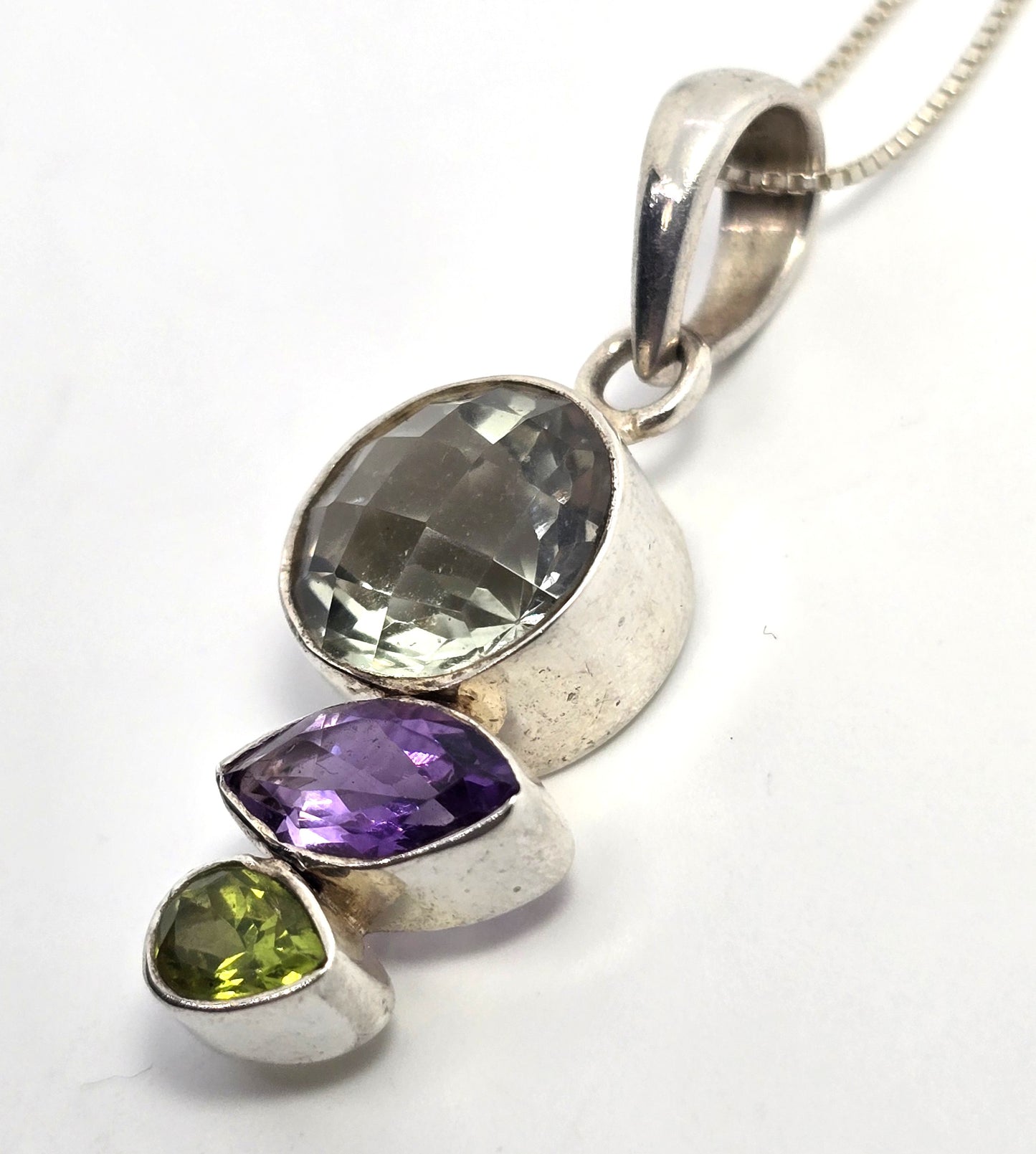 Sajen Prasiolite Green Amethyst Peridot sterling silver gemstone pendant necklace