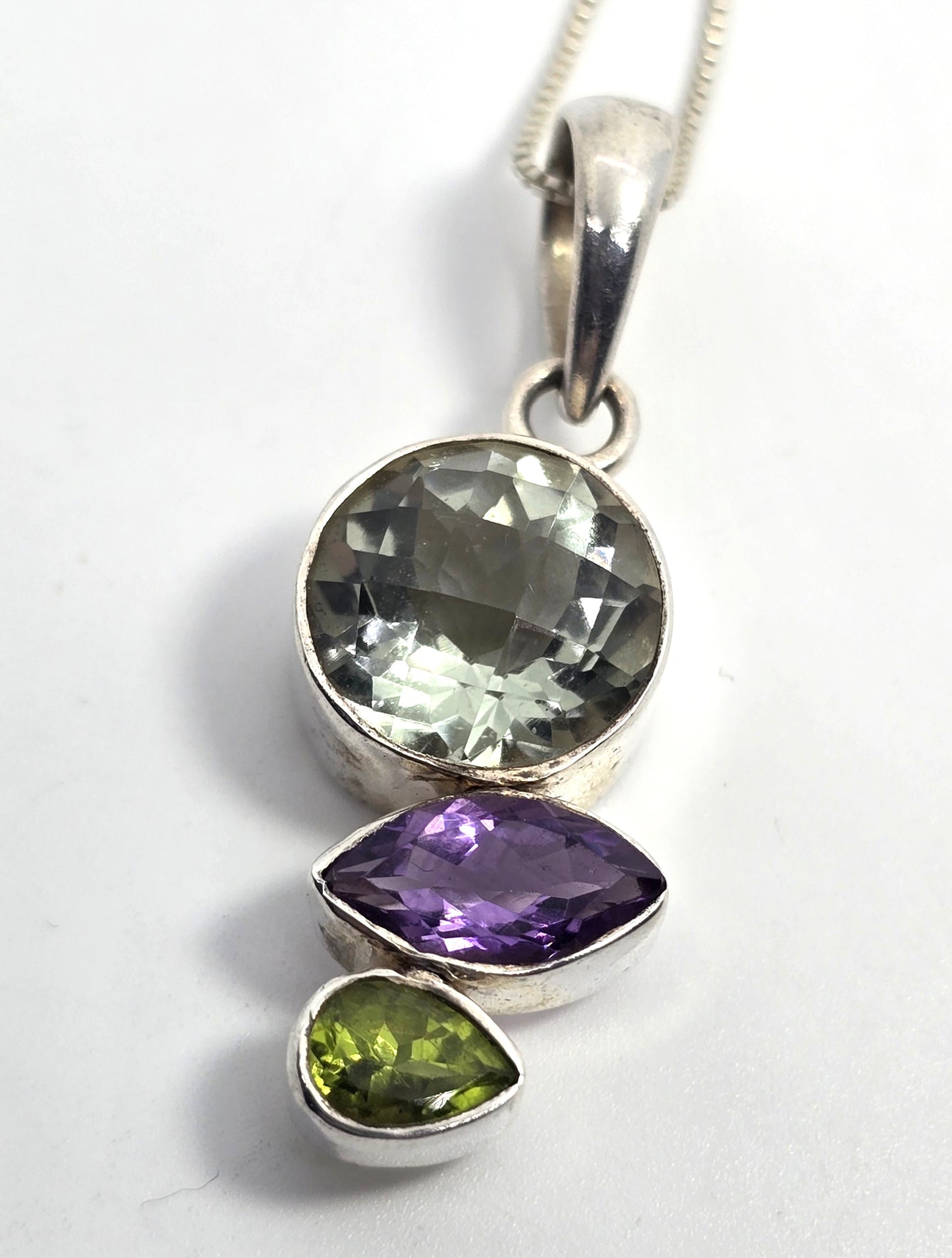 Sajen Prasiolite Green Amethyst Peridot sterling silver gemstone pendant necklace
