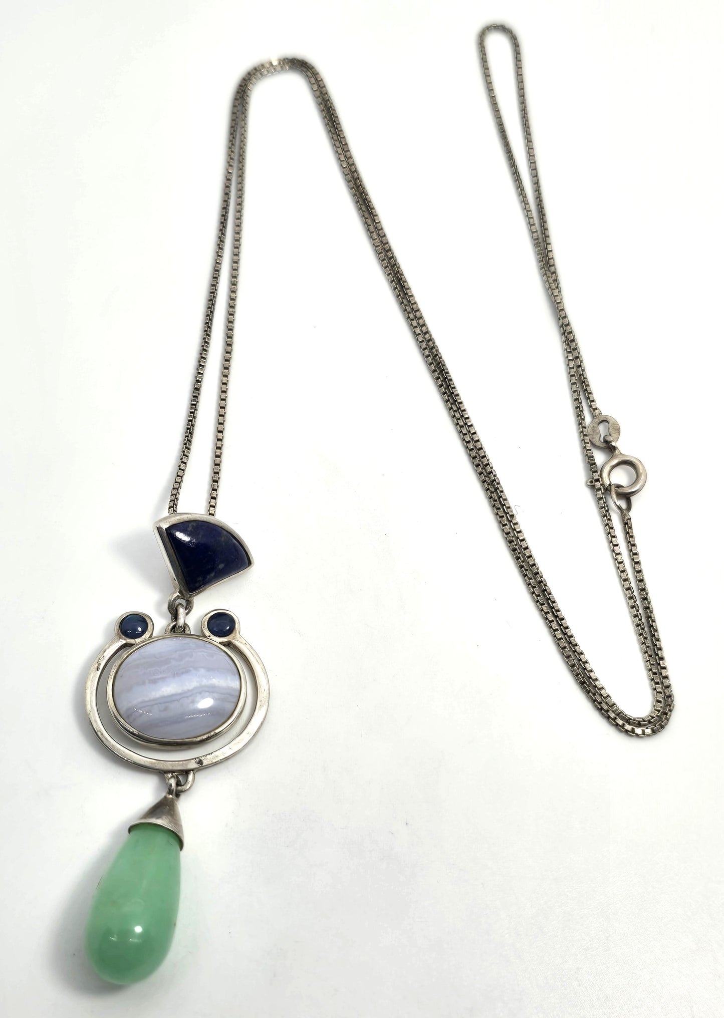 Whitney Kelly WK lapis lazuli, blue lace agate sterling silver necklace