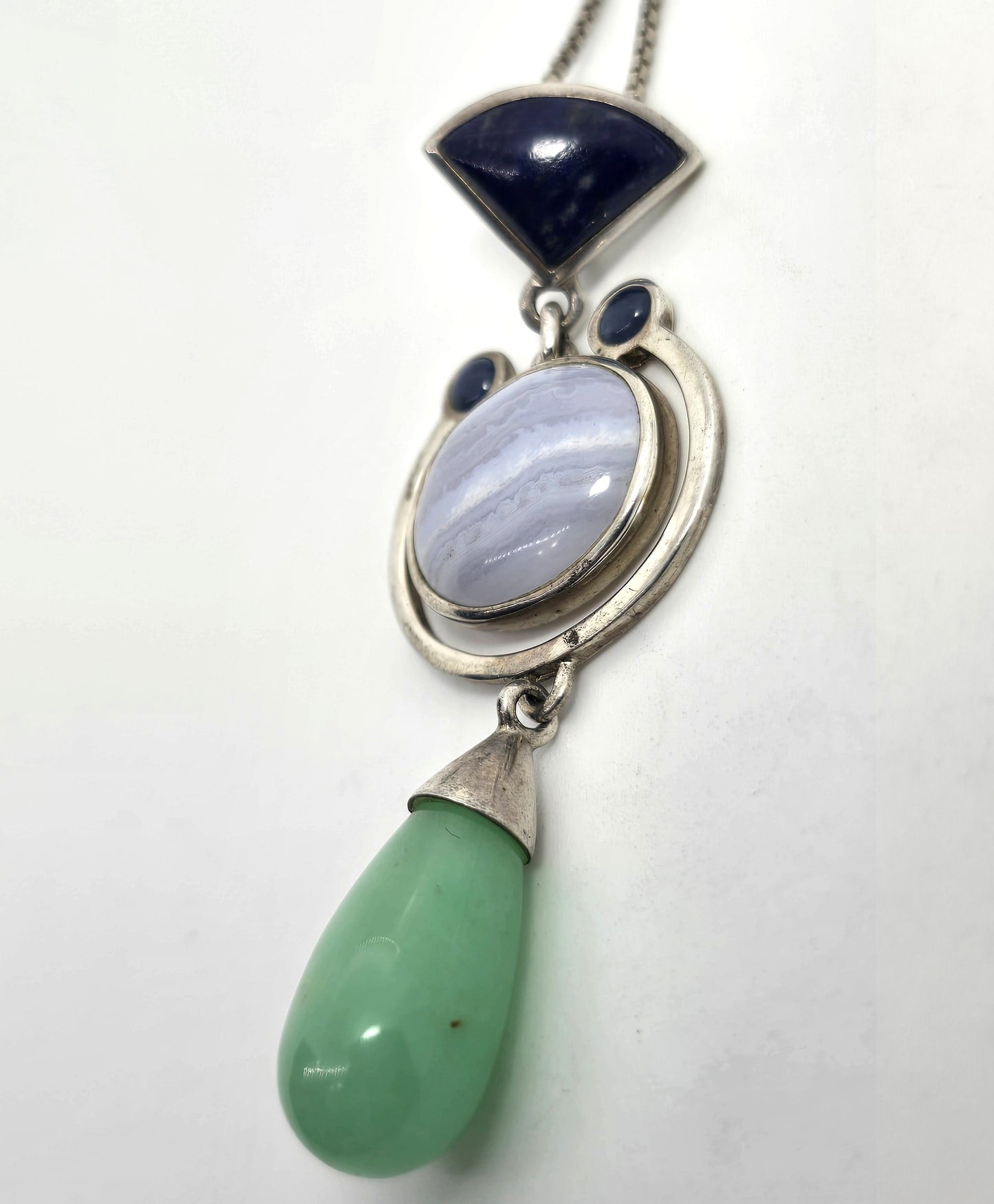 Whitney Kelly WK lapis lazuli, blue lace agate sterling silver necklace