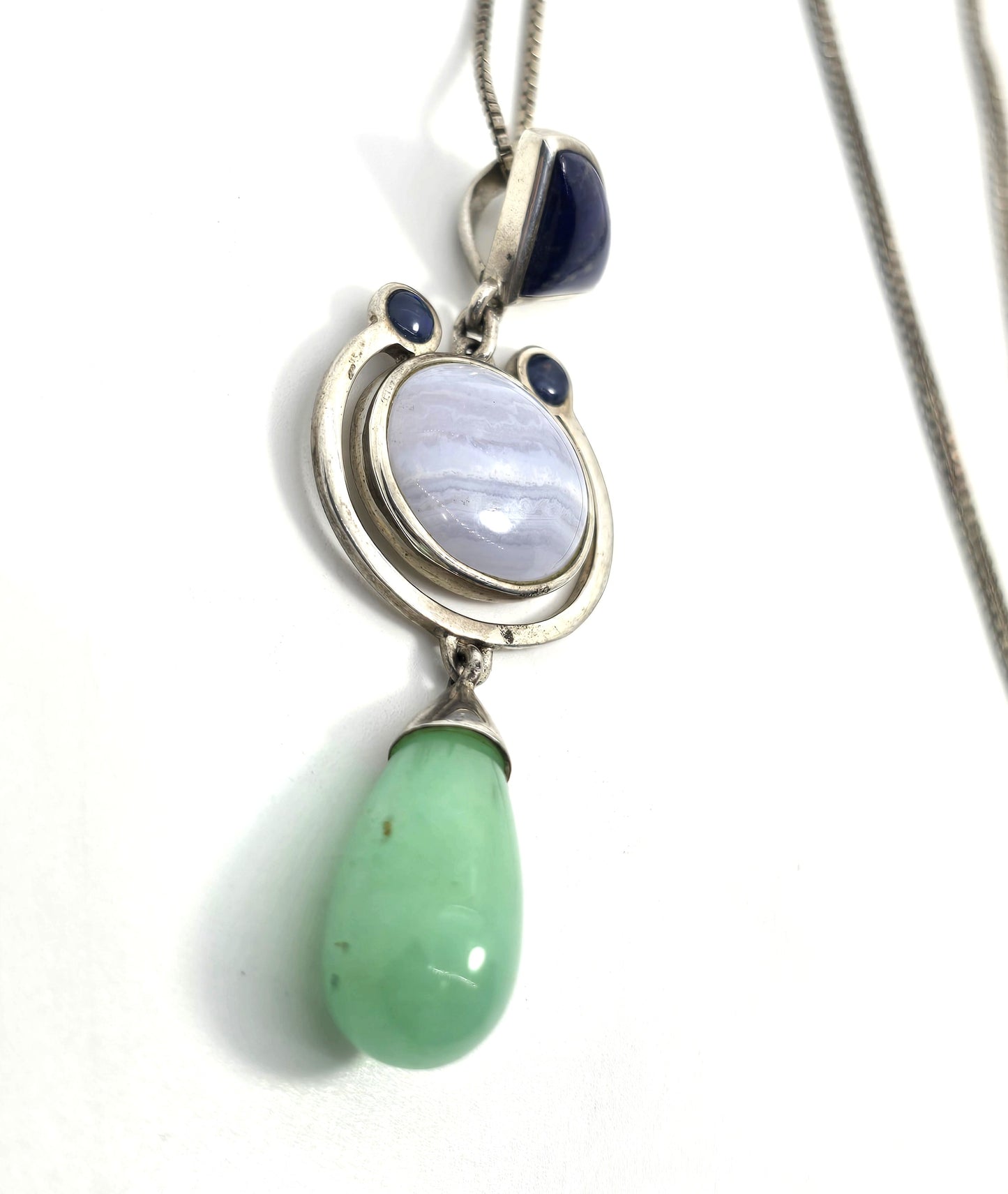 Whitney Kelly WK lapis lazuli, blue lace agate sterling silver necklace